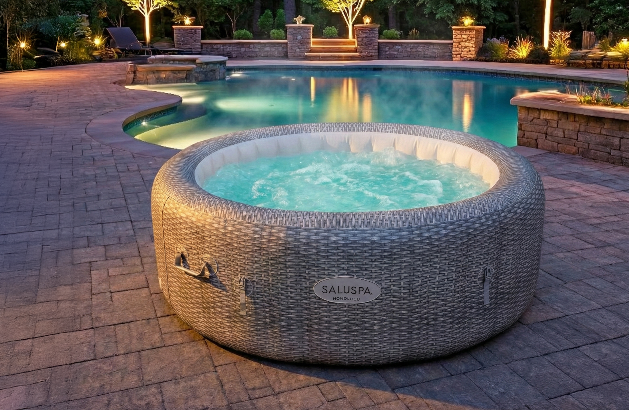 Bestway SaluSpa Aruba Replacement Inflatable Tub – 67x67x26 – Grey Floral – 2-3 Person