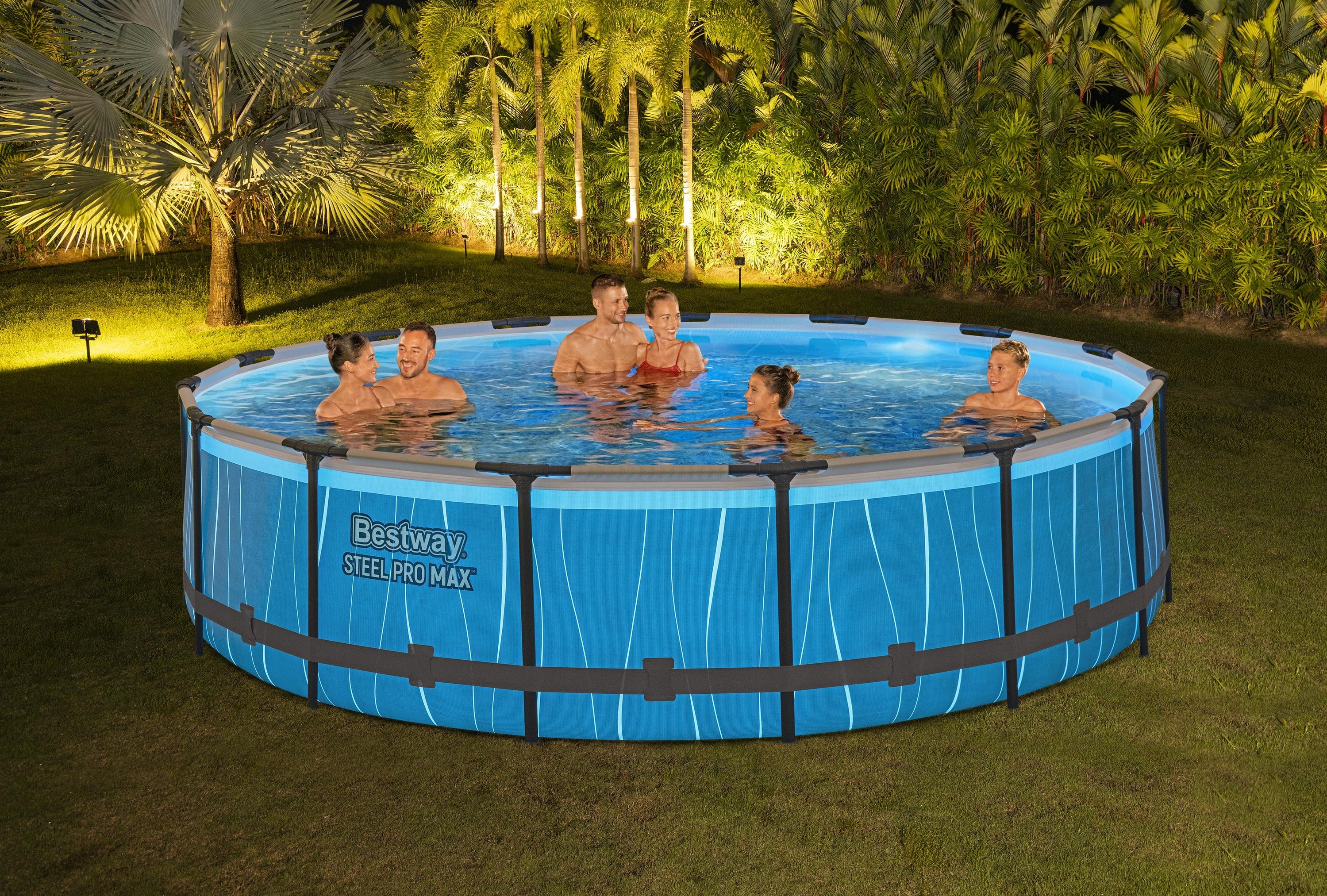 Bestway Steel Pro MAX 15' x 42" Round Above Ground Pool Set with LED Light