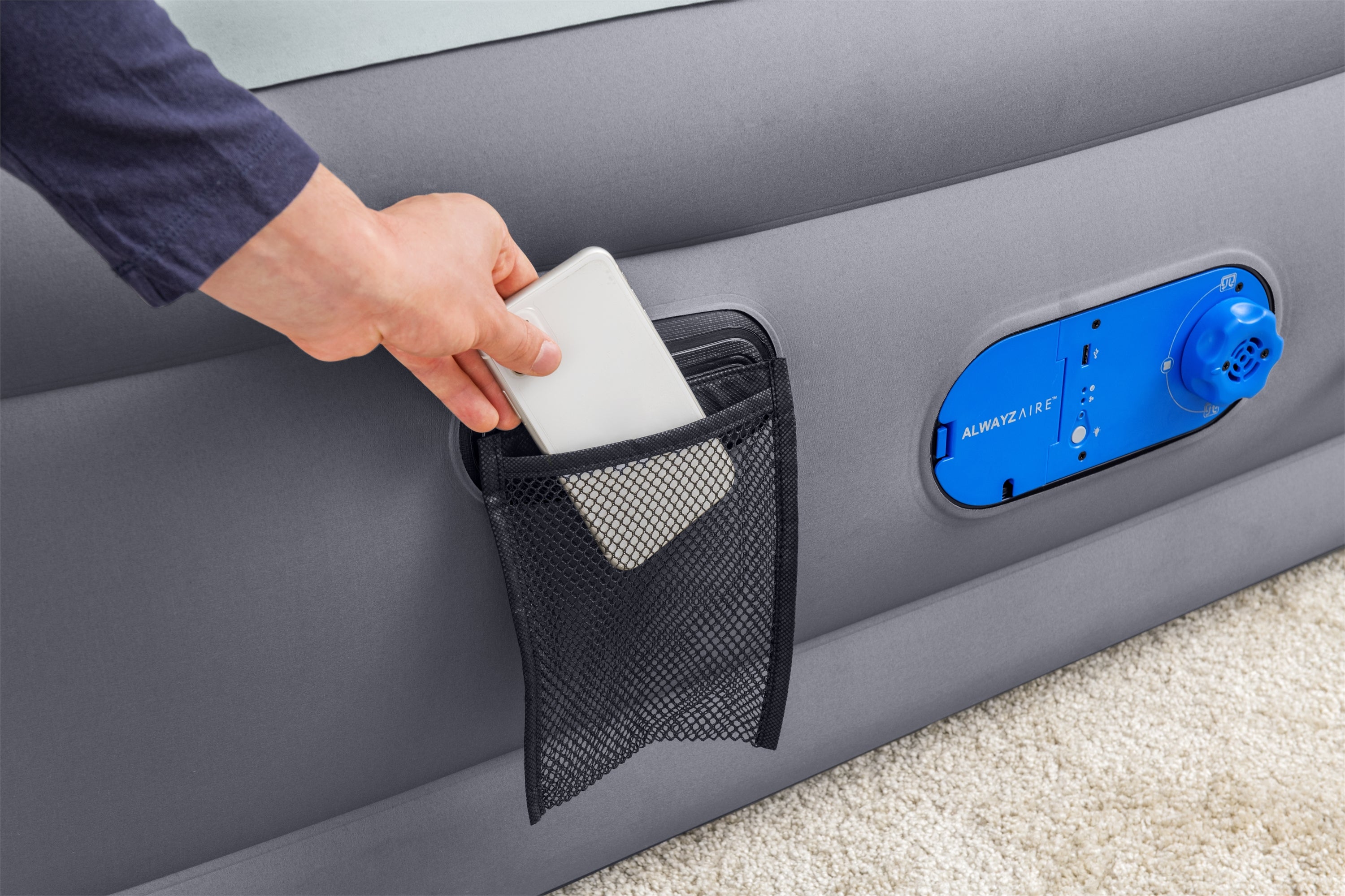 Matelas gonflable Bestway AlwayzAire Tough Guard Queen 20" avec double pompe intégrée et revêtement antimicrobien