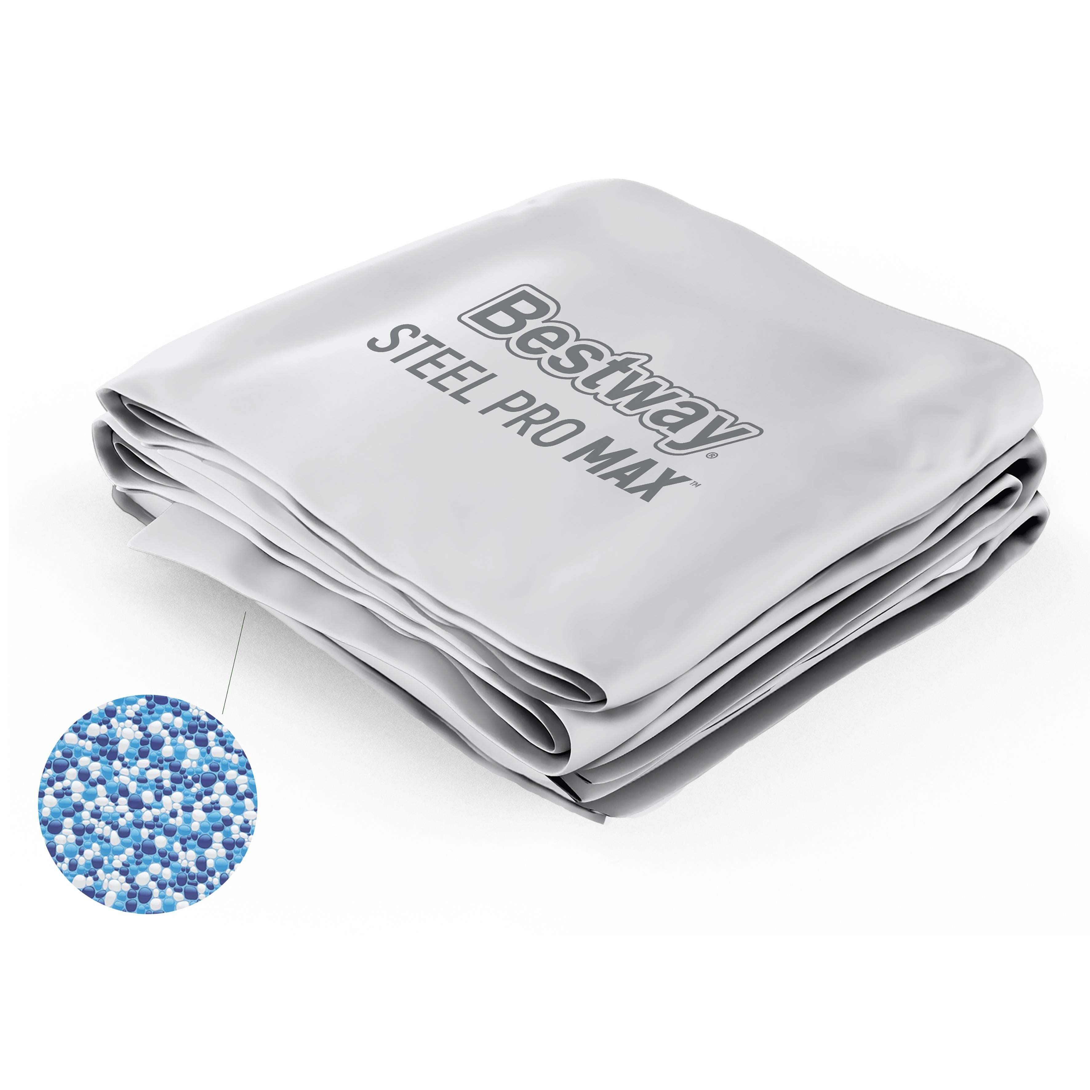 Steel Pro MAX 15' x 42" Round Above Ground Pool Liner & Support Strap/Vertical Leg Rings Replacement, Gray