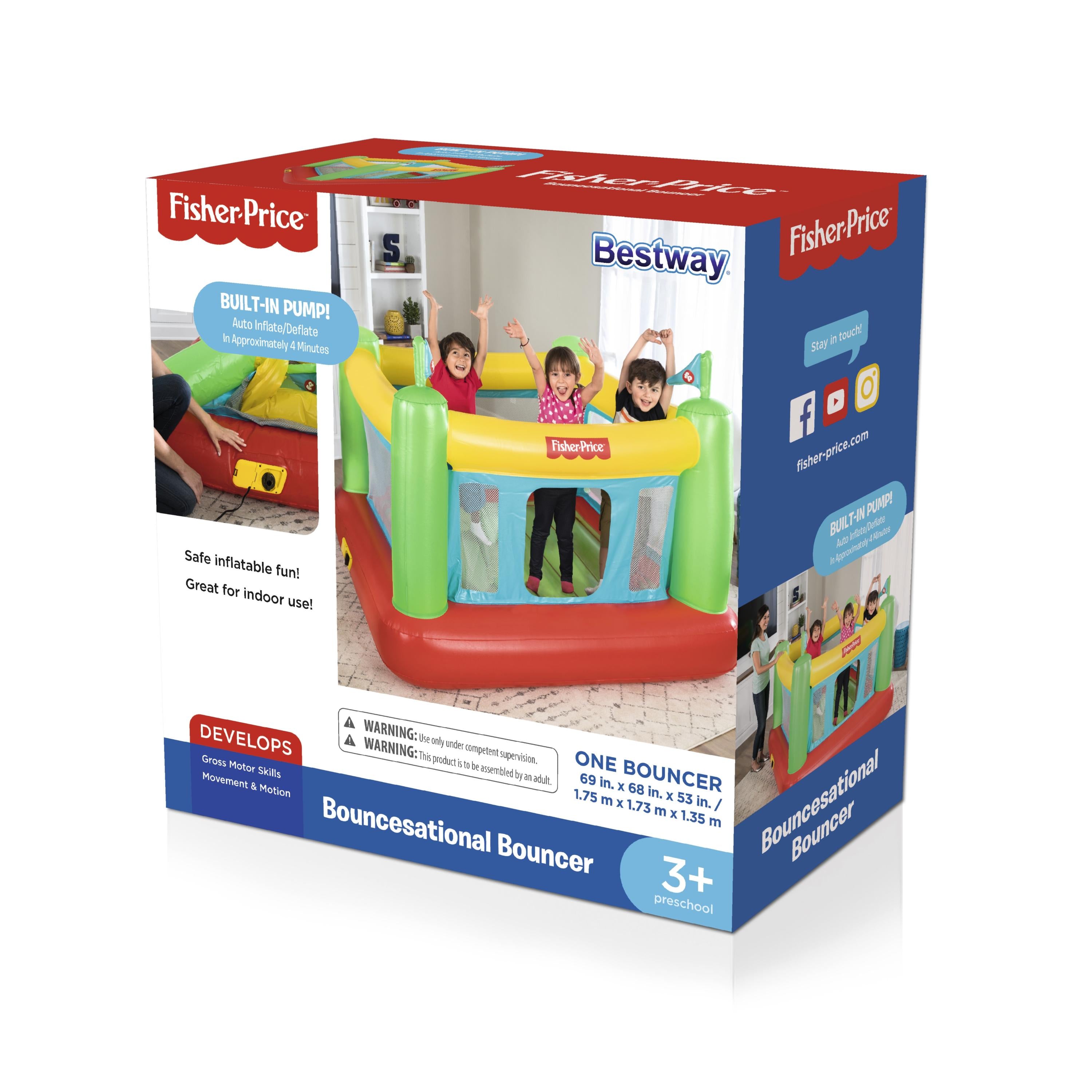 Fisher-Price Bouncesational Bouncer with Built-in Pump, Ages 3+