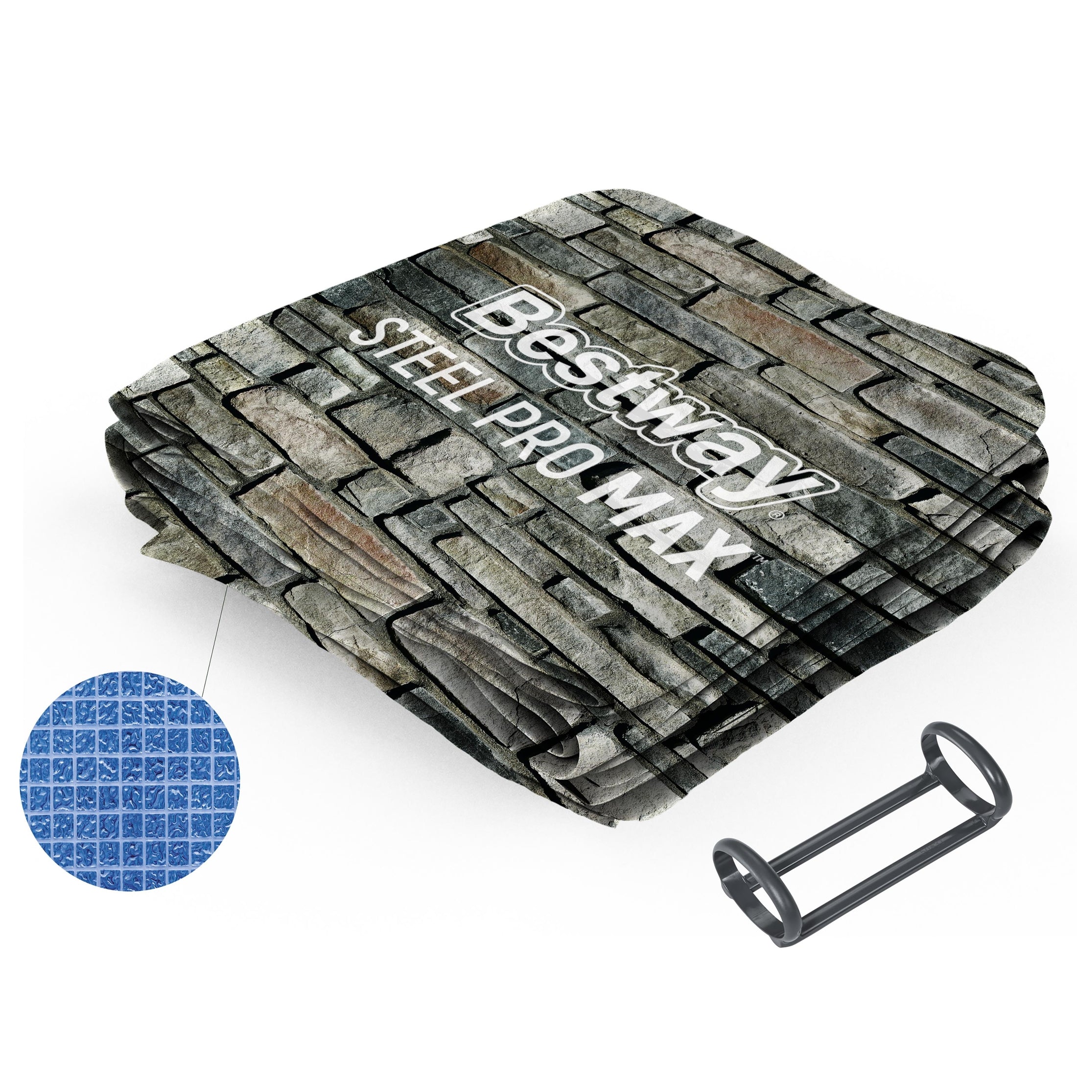 Steel Pro Max 14' x 33" Round Above Ground Pool Liner Replacement, Stacked Stone
