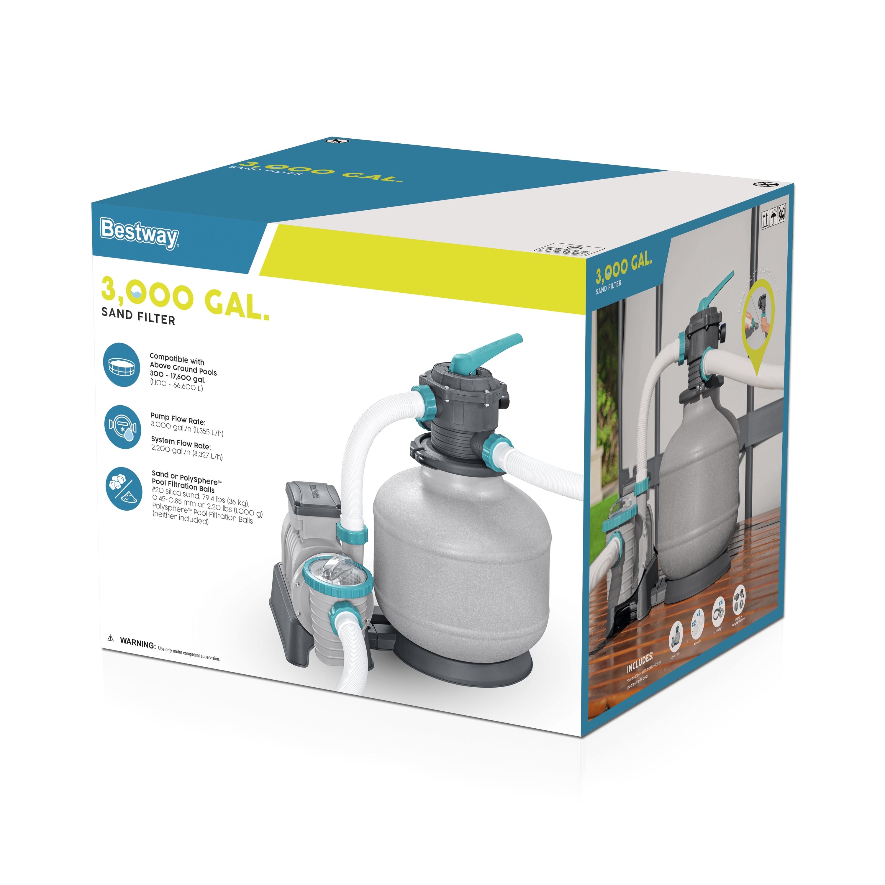 Bomba de filtro de arena Bestway para piscinas elevadas de 3000 galones