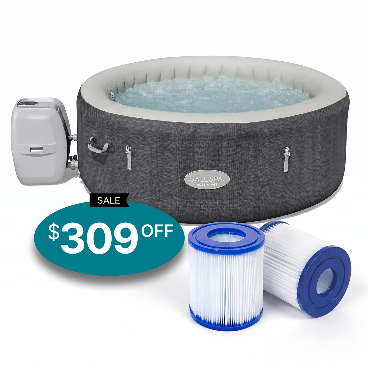 SaluSpa Hot Springs AirJet 2-4 Person Inflatable Hot Tub with Type IV Filter Cartridge 2-Pack