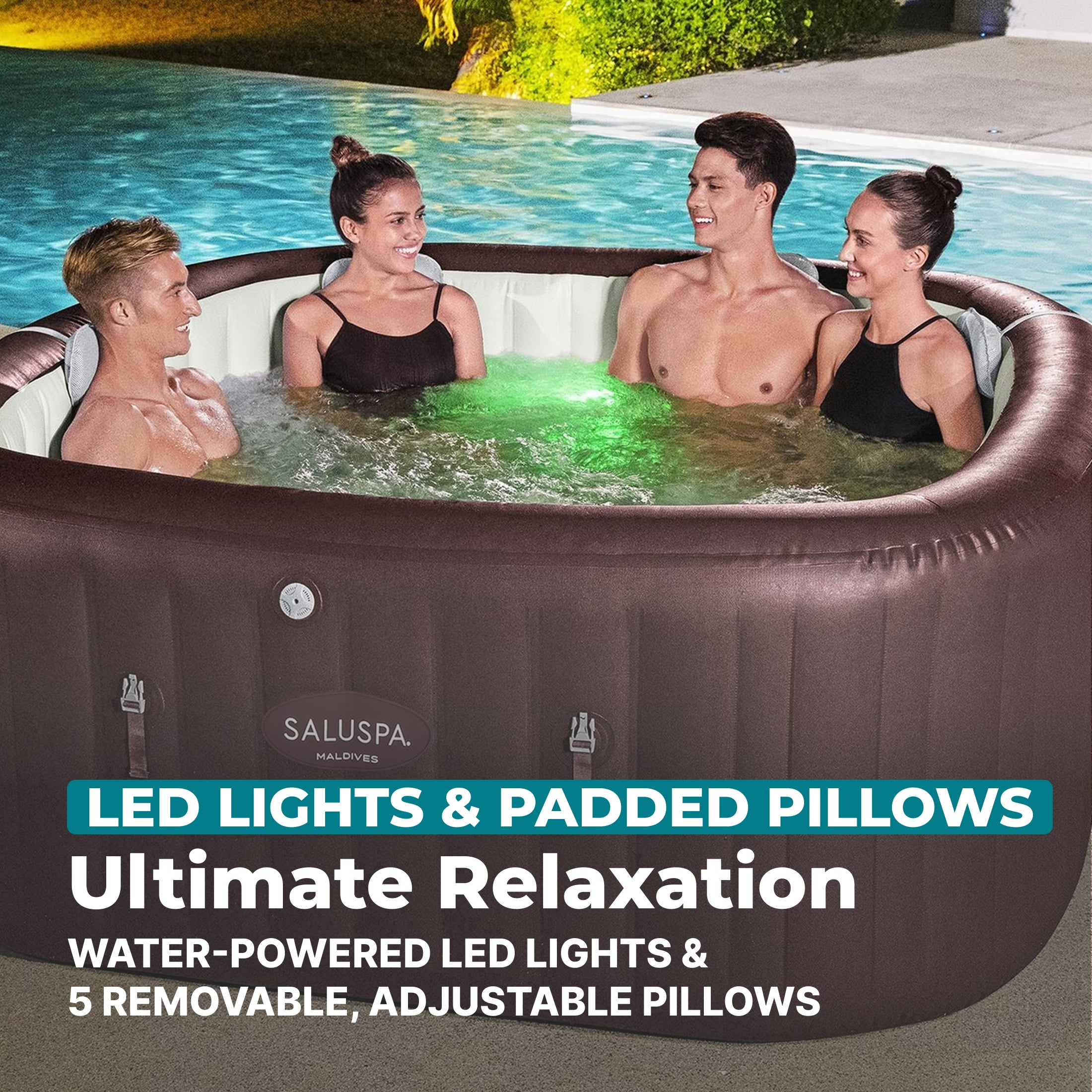 SaluSpa Maldives Energy-Efficient Smart HydroJet Pro Inflatable Hot Tub with App Control 5-7 person