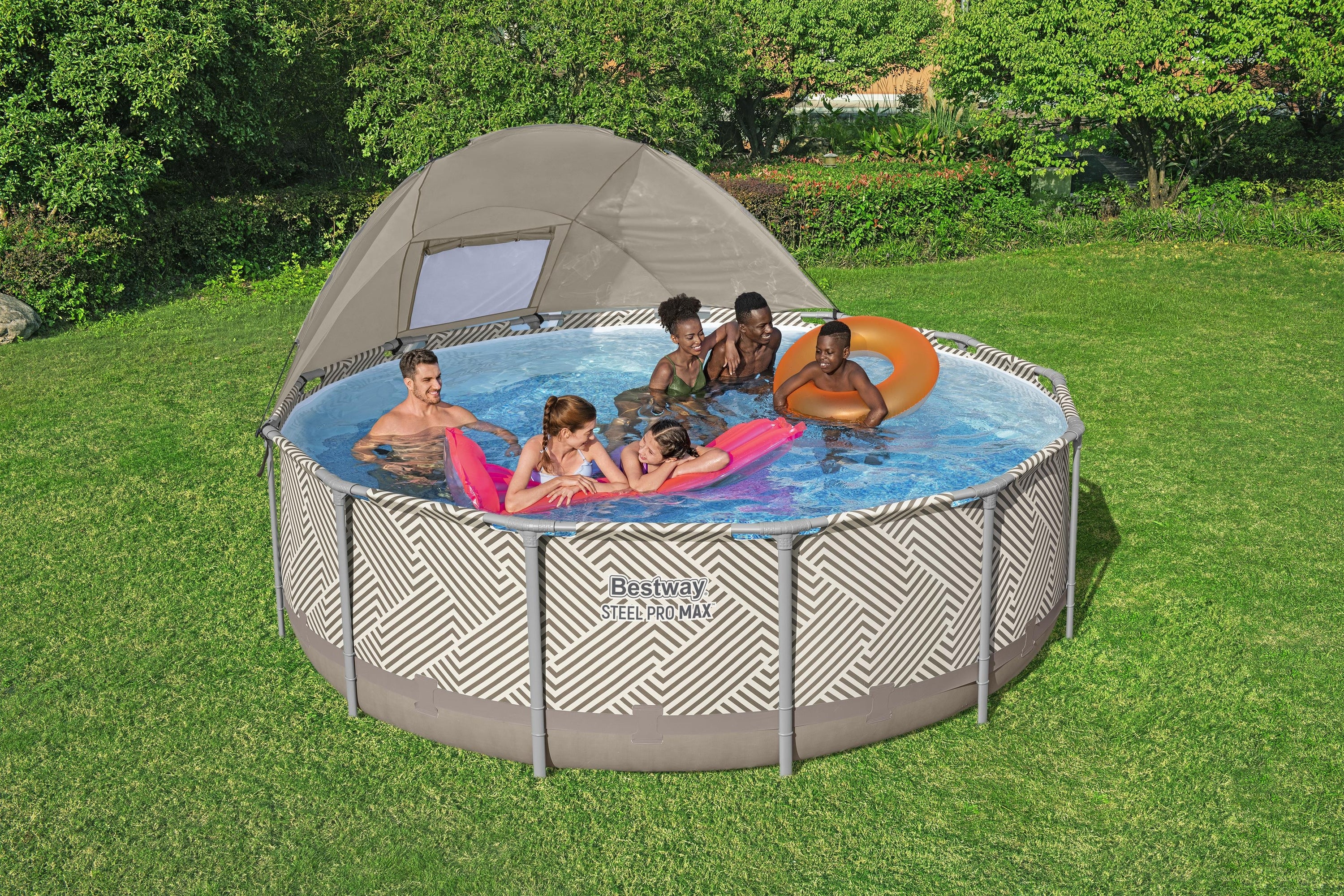 Bestway Steel Pro MAX 13' x 42" Round Above Ground Pool Set with Canopy