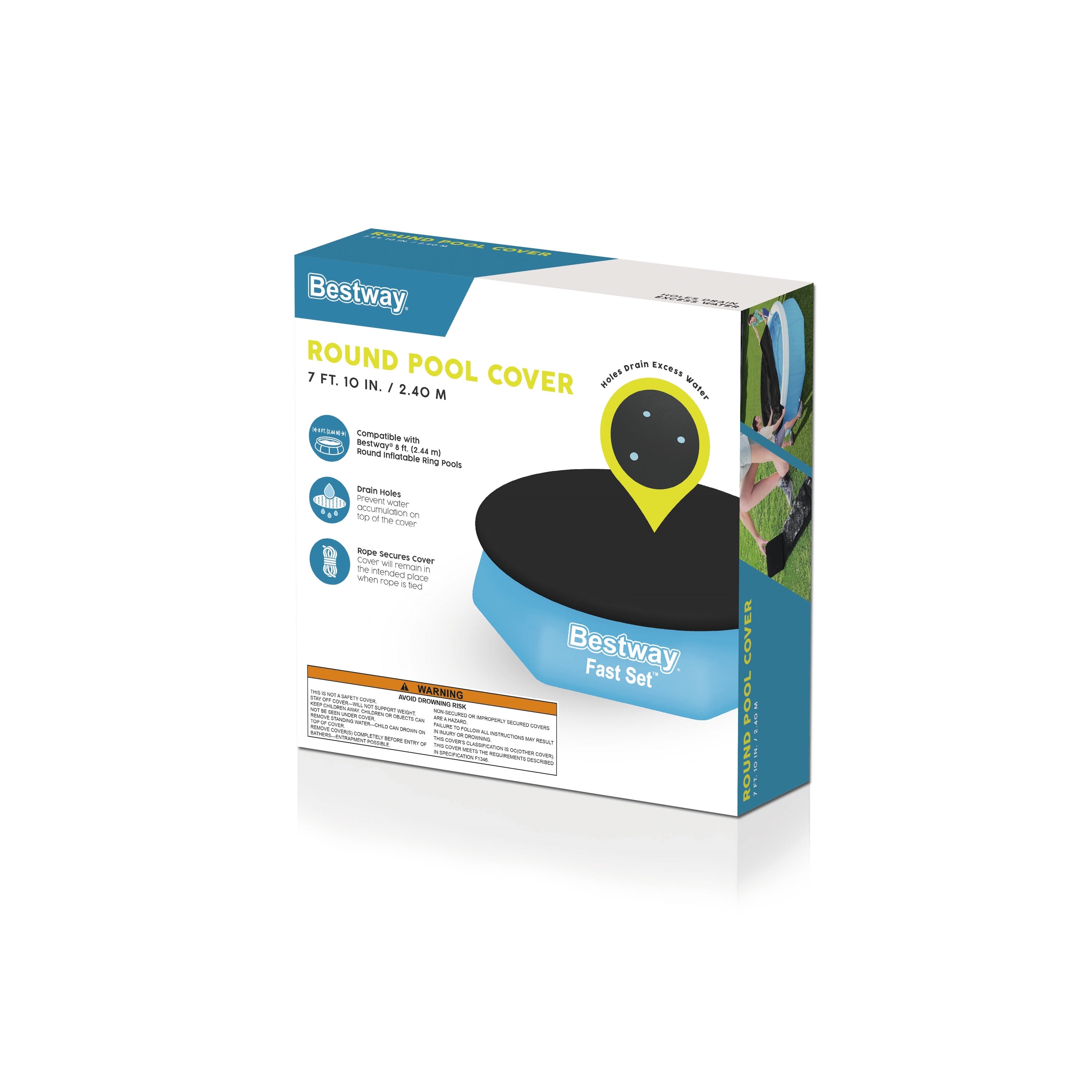 Couverture de piscine ronde Bestway Fast Set pour piscines hors sol gonflables de 2,4 m (8 pi)