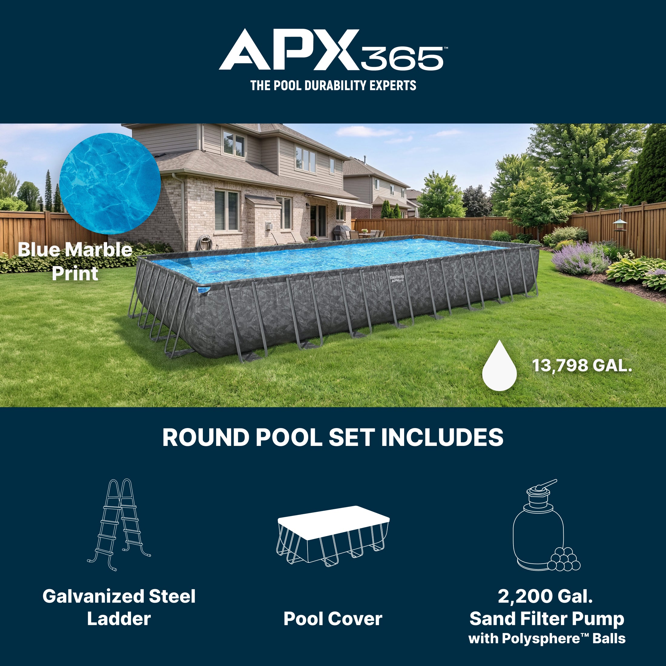 Bestway APX 365 31'4" x 16' x 52" Rectangle Above Ground Pool Set