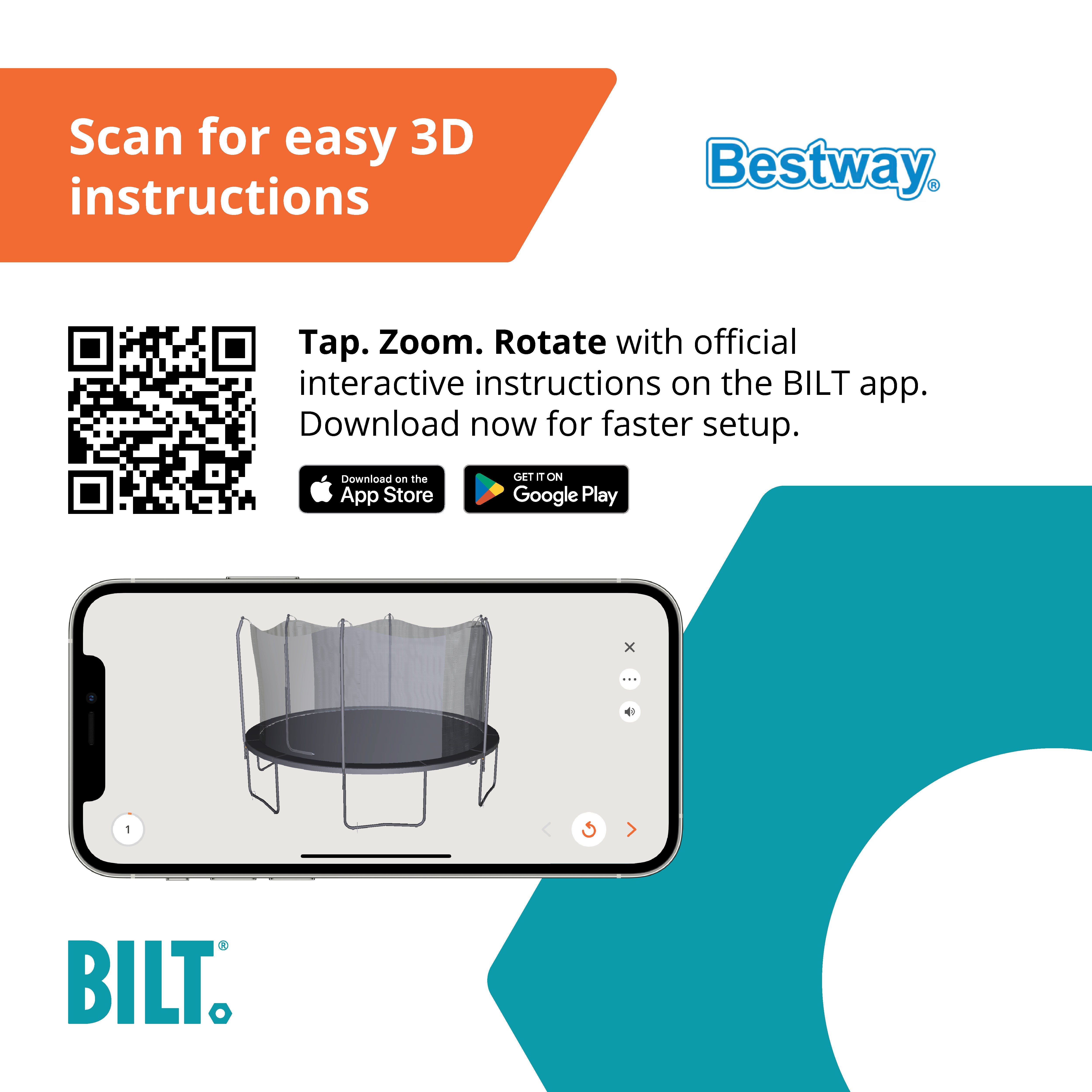 Bestway Xtreme Air 10 ft Outdoor Trampoline for Kids & Adults, No-Gap Enclosure, Foam-Padded Poles