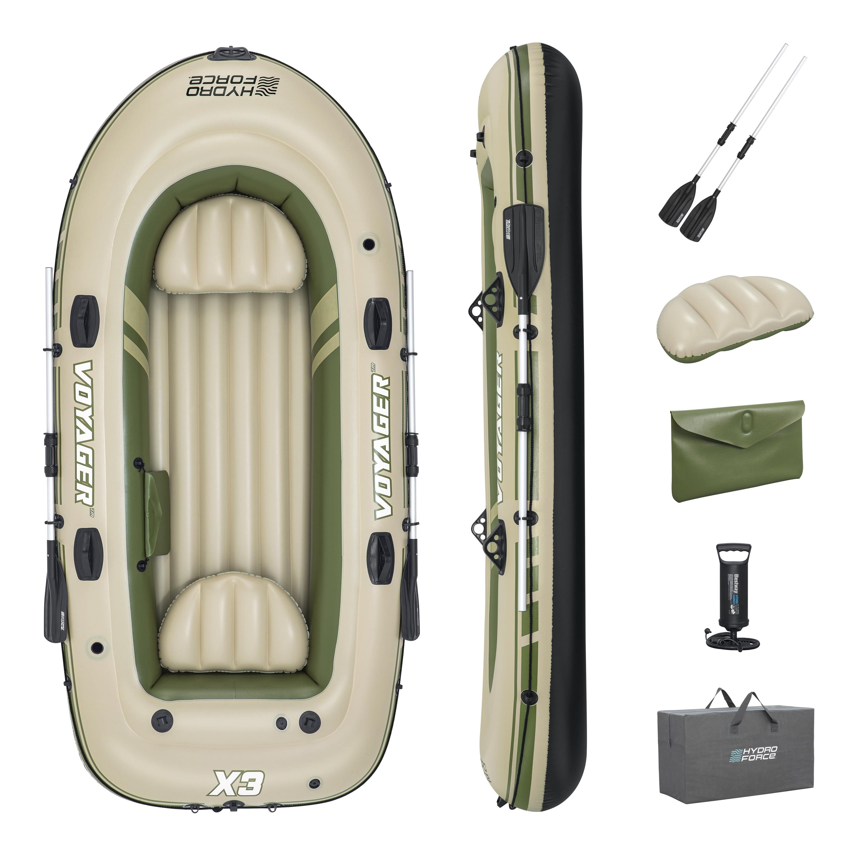 Hydro Force Voyager X3 Inflatable 3-Person Raft Set 9'8"