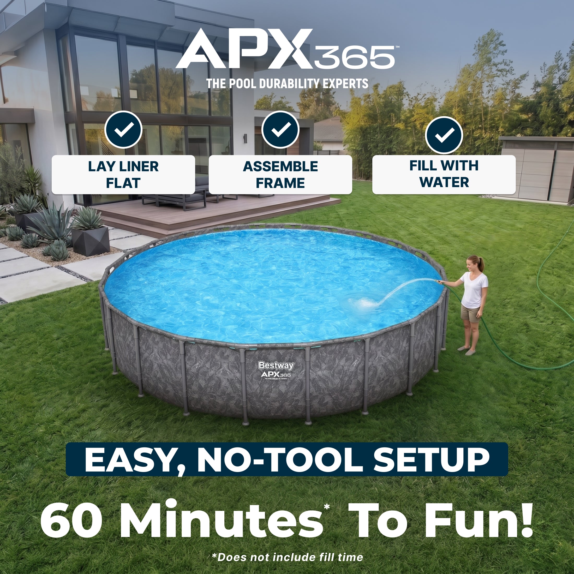 Bestway APX 365 22' x 52" Round Above Ground Pool Set