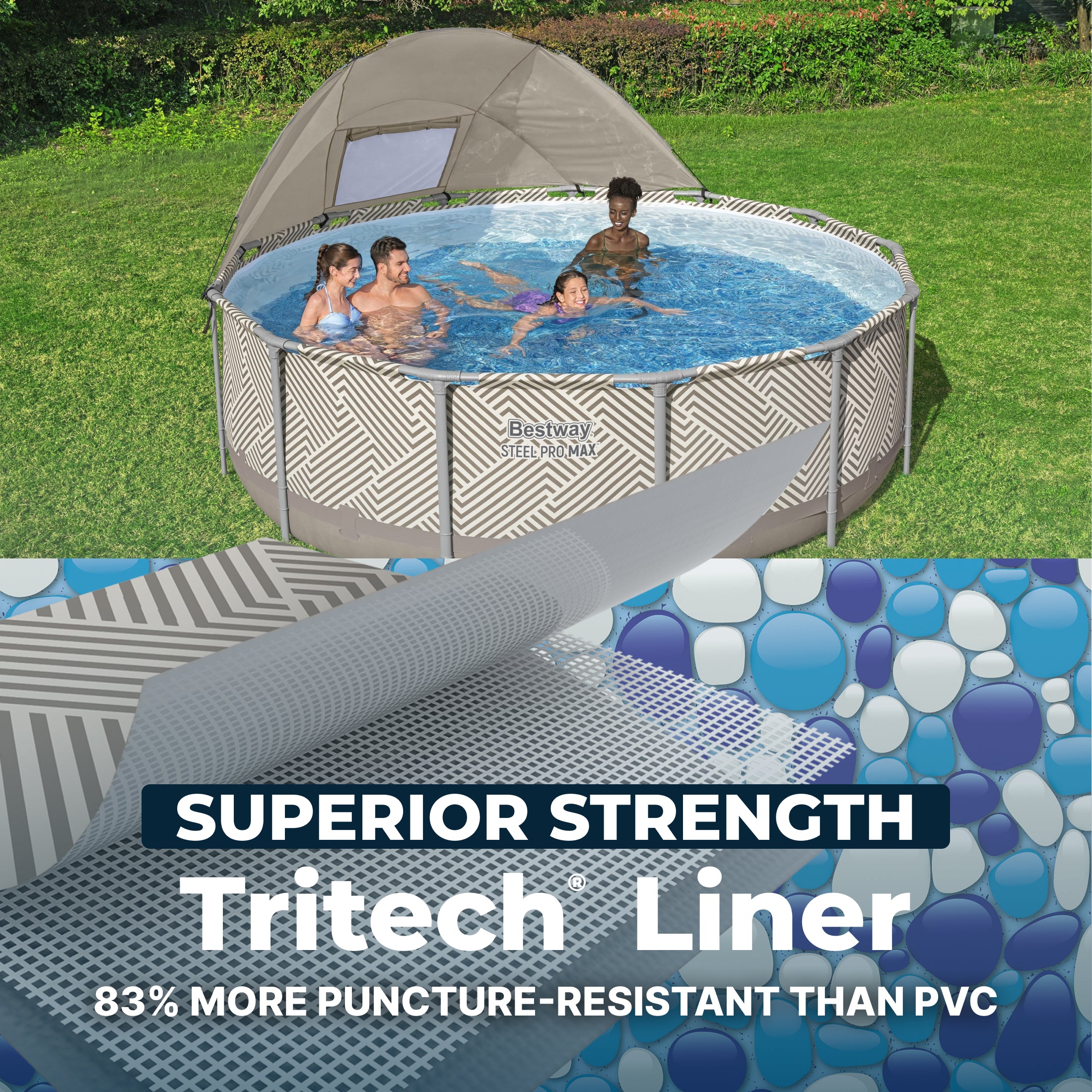 Bestway Steel Pro MAX 13' x 42" Round Above Ground Pool Set with Canopy