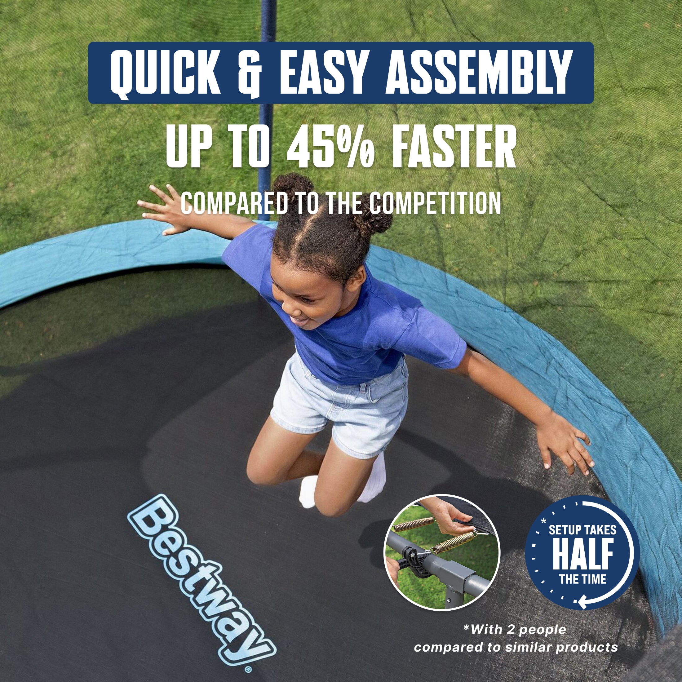 Bestway Xtreme Air 10 ft Outdoor Trampoline for Kids & Adults, No-Gap Enclosure, Foam-Padded Poles