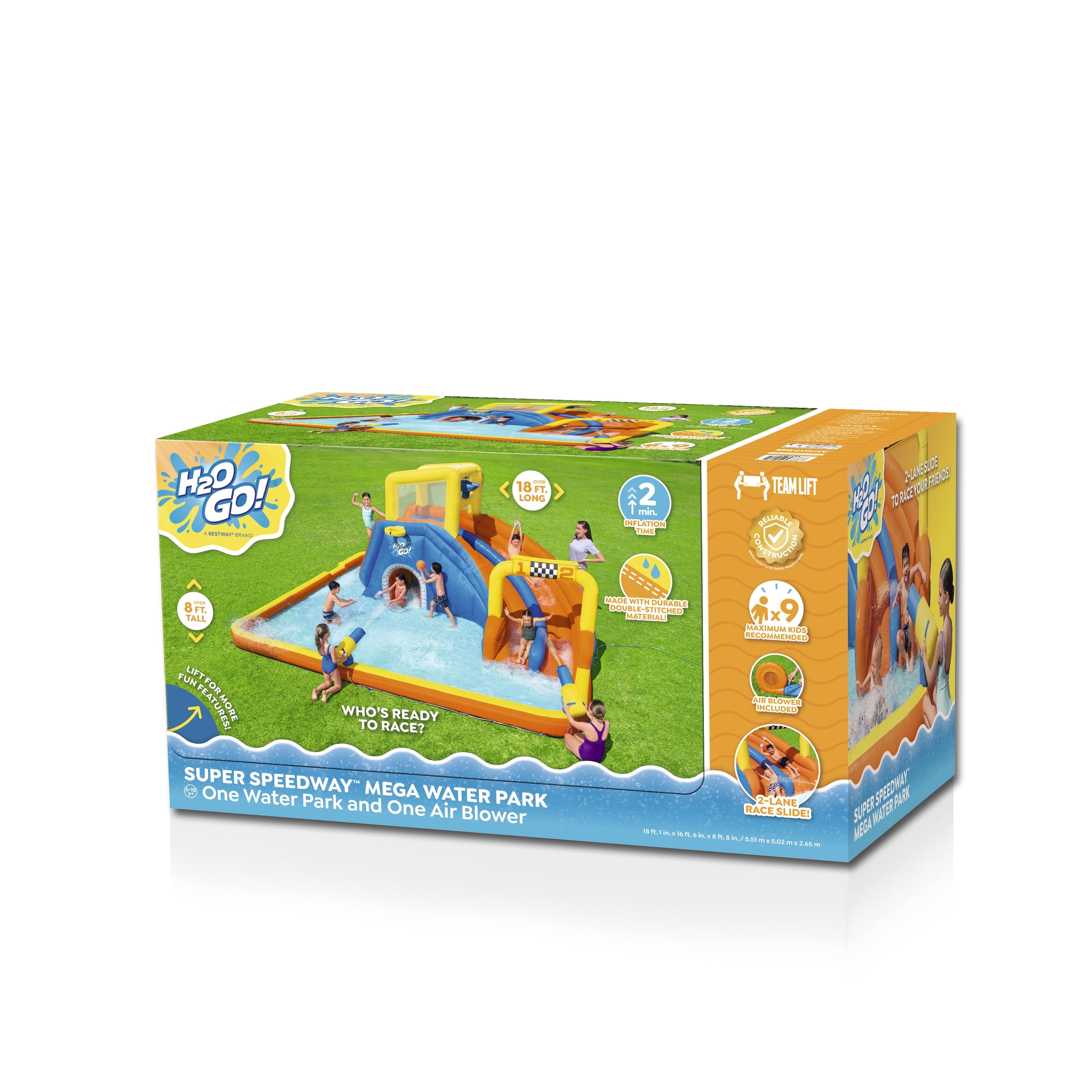 H2OGO! Super Speedway Kids Inflatable Water Park 8’8”