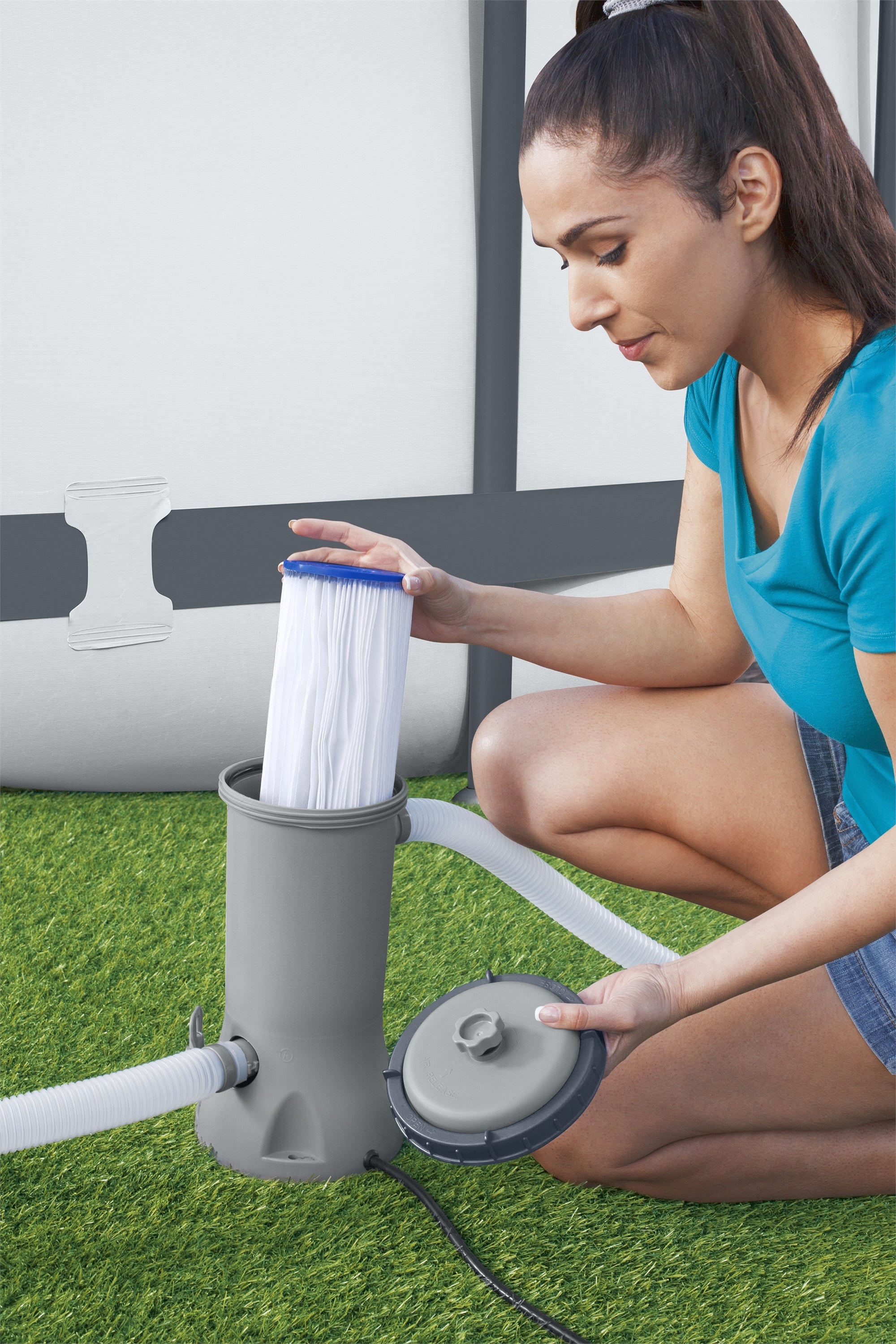 Cartouche filtrante de rechange Bestway 1 000 gal, grise.