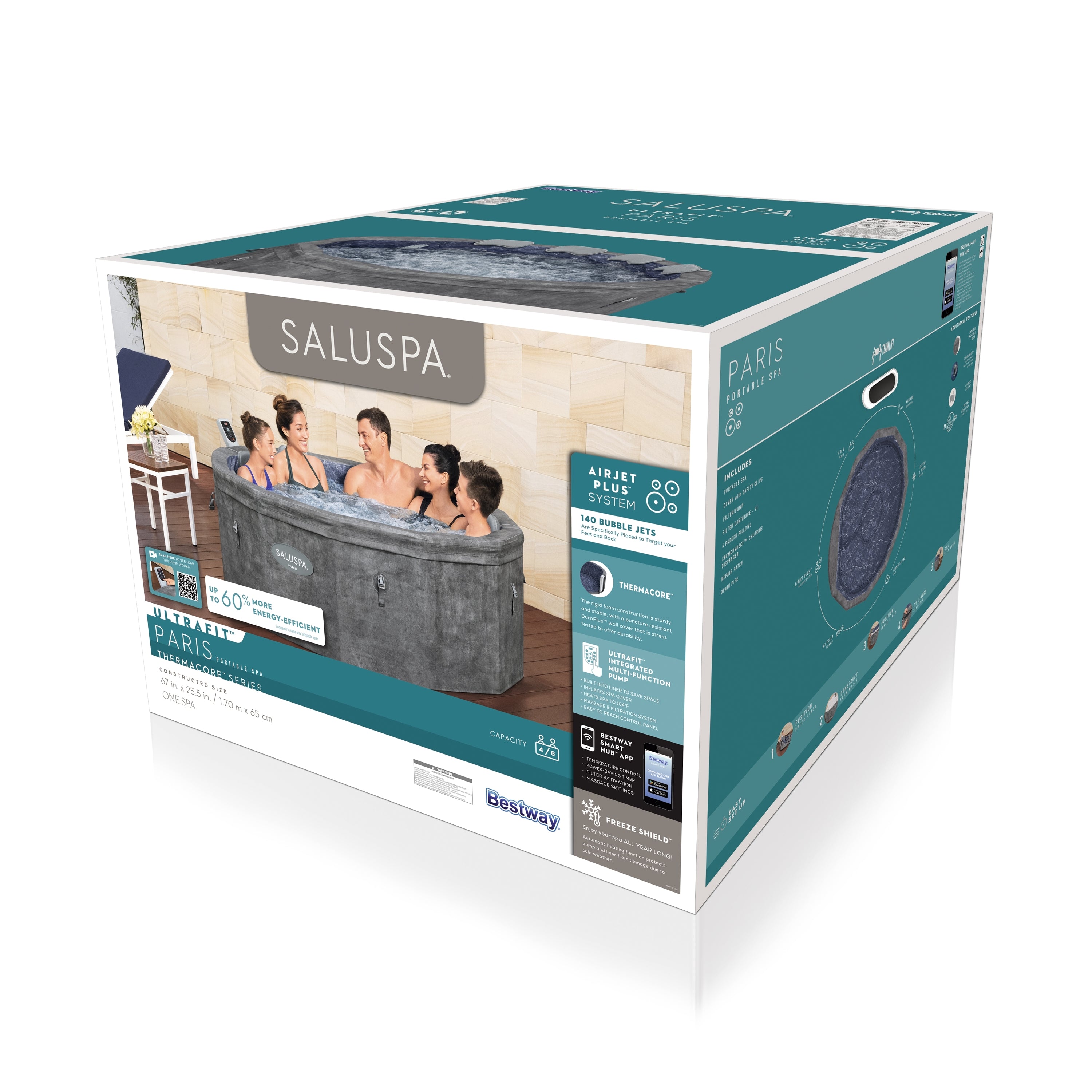 SaluSpa Paris UltraFit Smart AirJet Plus Hot Tub with App Control 4-6 person