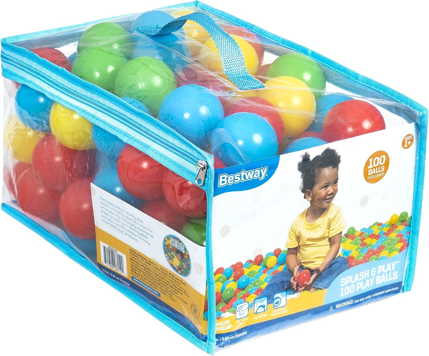 Bestway Splash & Play 100 Balles pour Piscine à Balles, Multicolores, Balles de 5,8 cm, Âge 1+ | Balles de Jeu en Plastique Ultra-Résistant, Utilisation avec ou sans Eau, Matériau Anti-Crevaison, Développement de la Motricité, Coutures Étanches