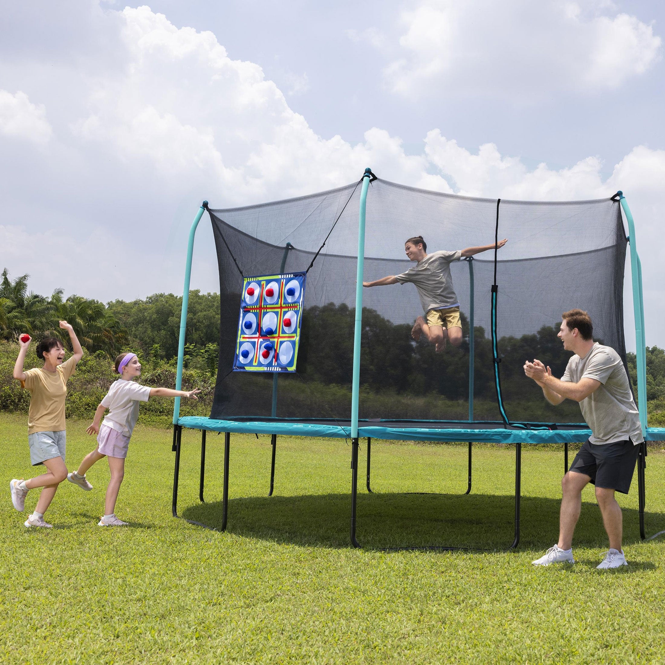 Bestway Xtreme Air 15' Kids Outdoor Trampoline with 2-in-1 Game Set