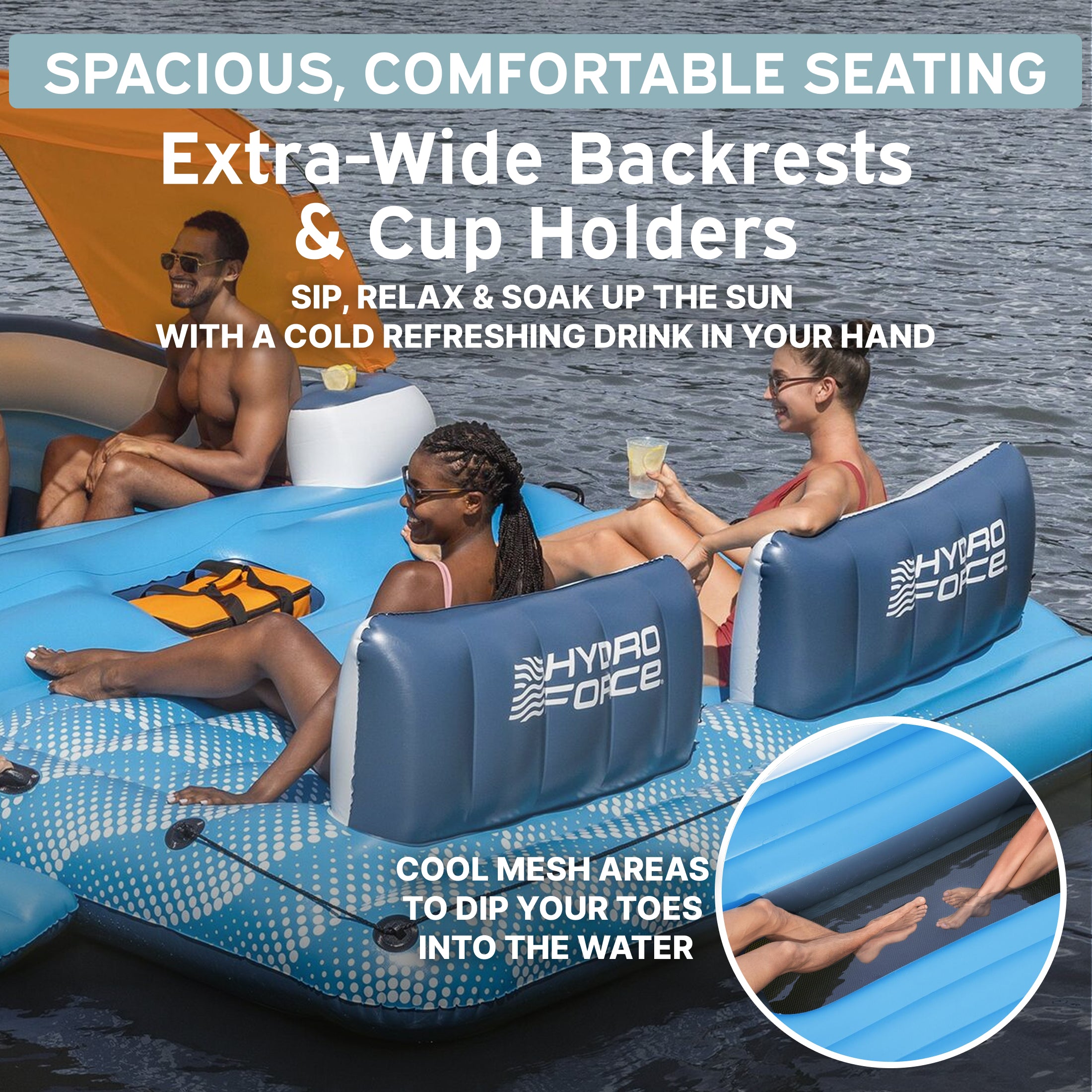 Hydro Force Bloc Party 8-Person Modular Inflatable Party Island and Floating Cooler
