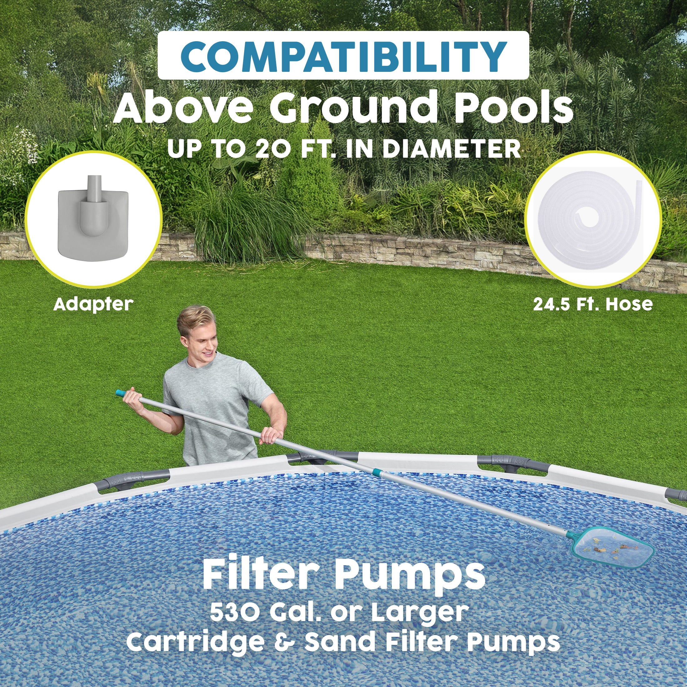 Kit de mantenimiento de piscinas Bestway AquaClean con aspiradora y skimmer