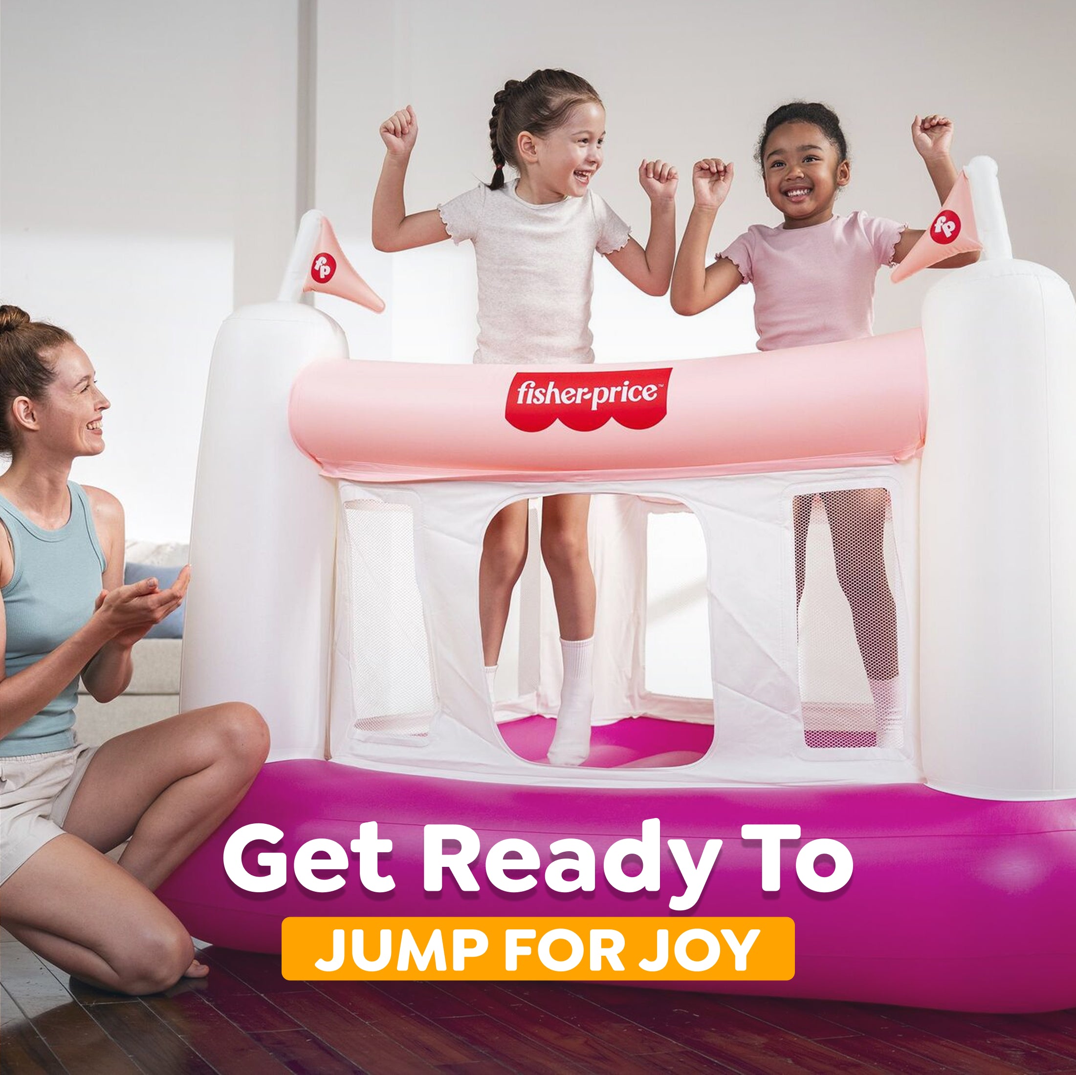 Fisher-Price Bouncesational Bounce House with Built-in Pump, Pink