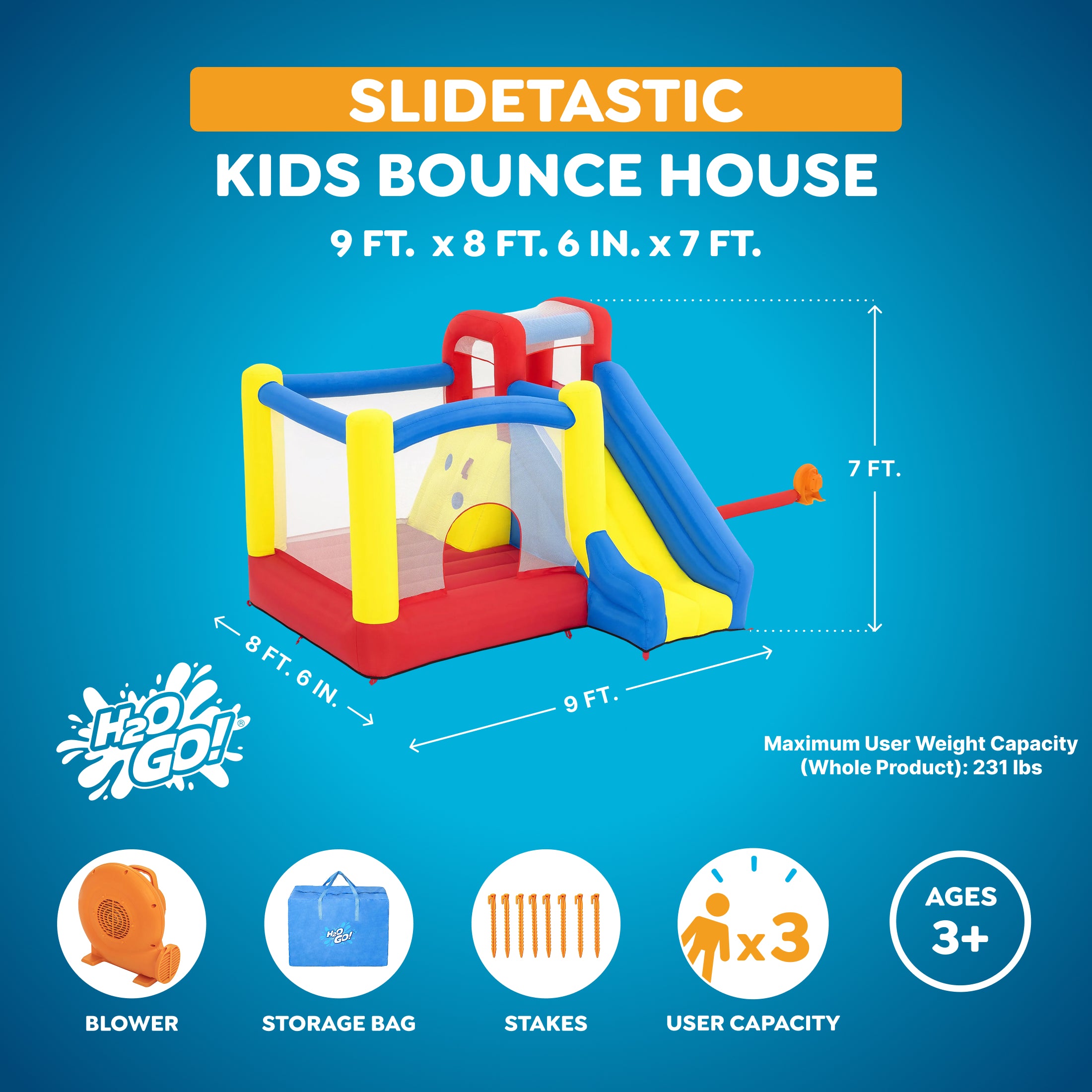 H2OGO! Slidetastic Kids Inflatable Mega Bounce Park