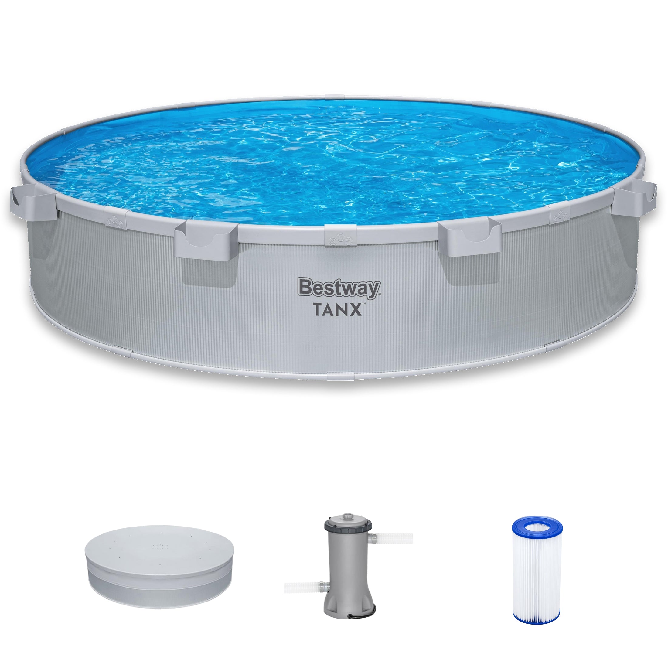 Bestway TANX 10' x 24" Round Above Ground Stock Tank Pool, All-in-One Set