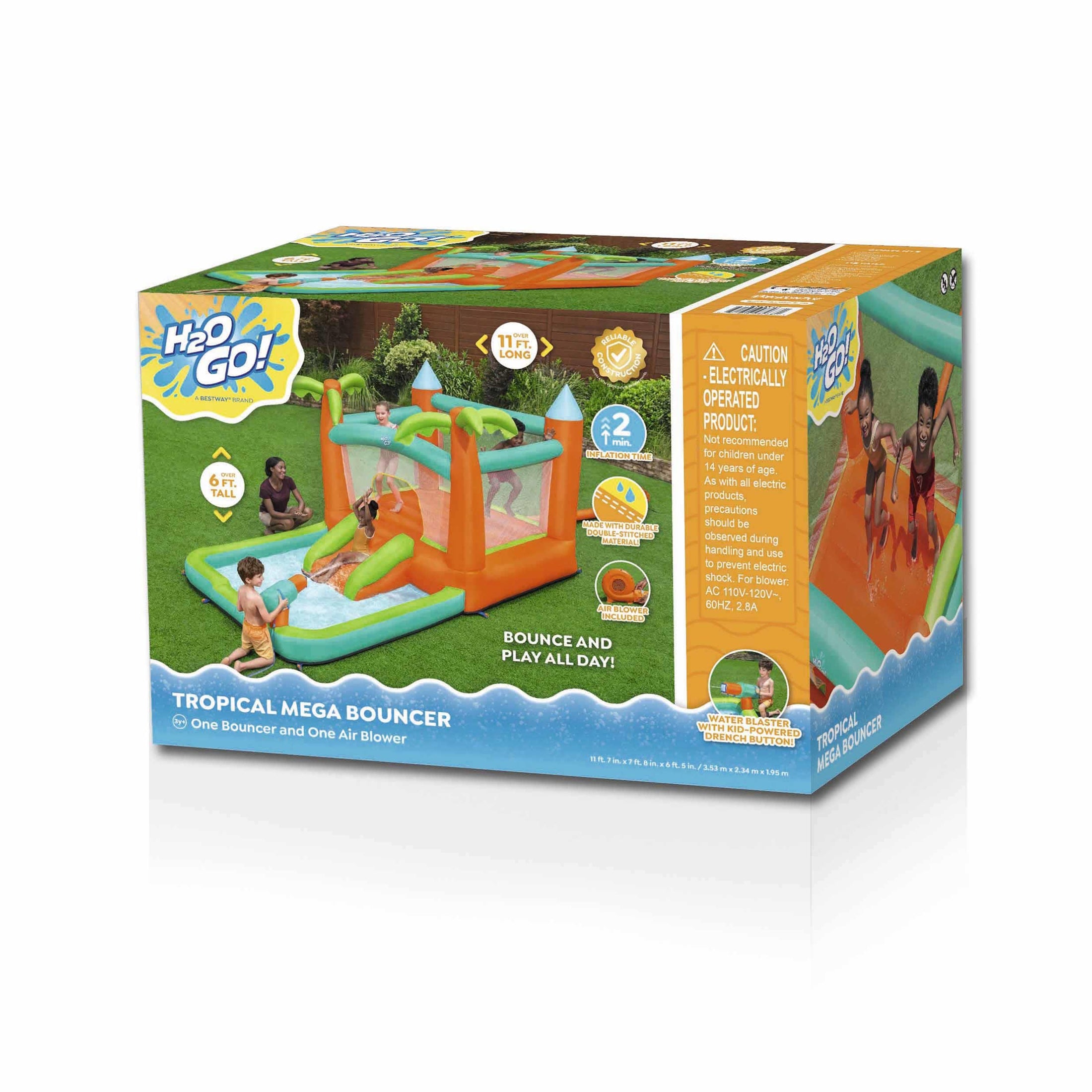 H2OGO! Kids Tropical Outdoor Inflatable Mega Bouncer