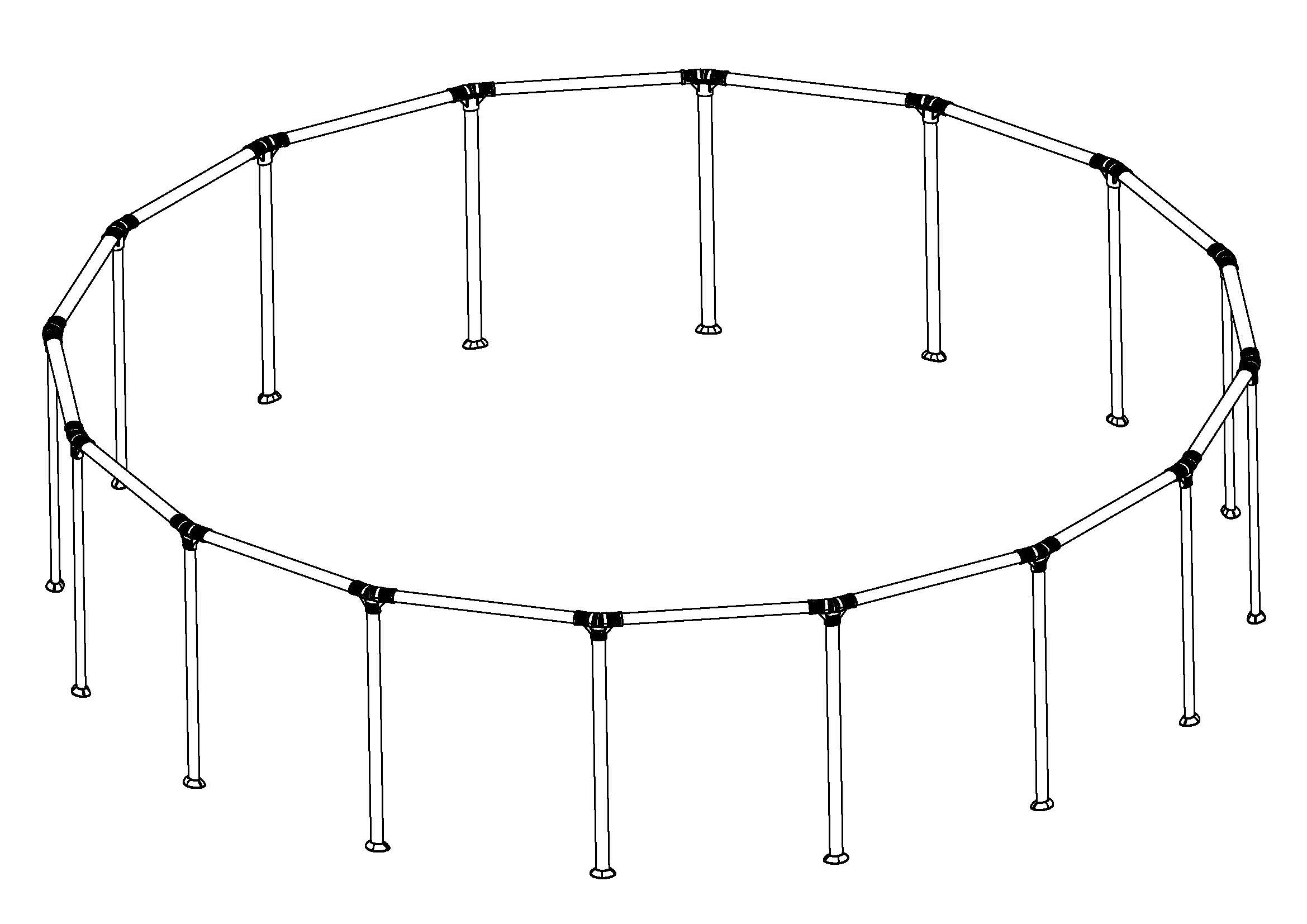 Power Steel and Steel Pro MAX 16' x 48" Above Ground Round Pool Frame Set Replacement, Dark Gray (Top Rail and Vertical Legs)