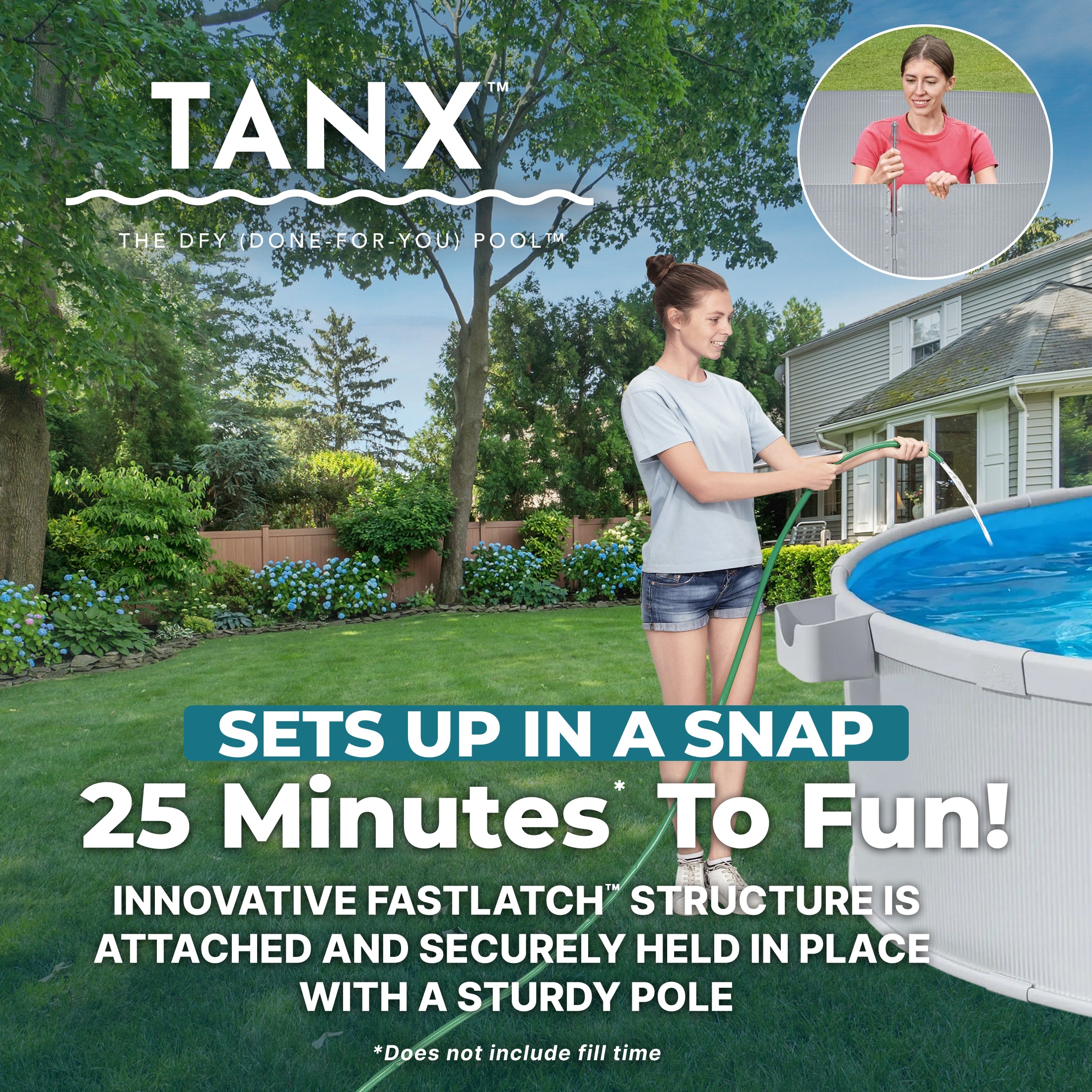 Bestway TANX 8' x 24" Round Above Ground Stock Tank Pool, All-in-One Set