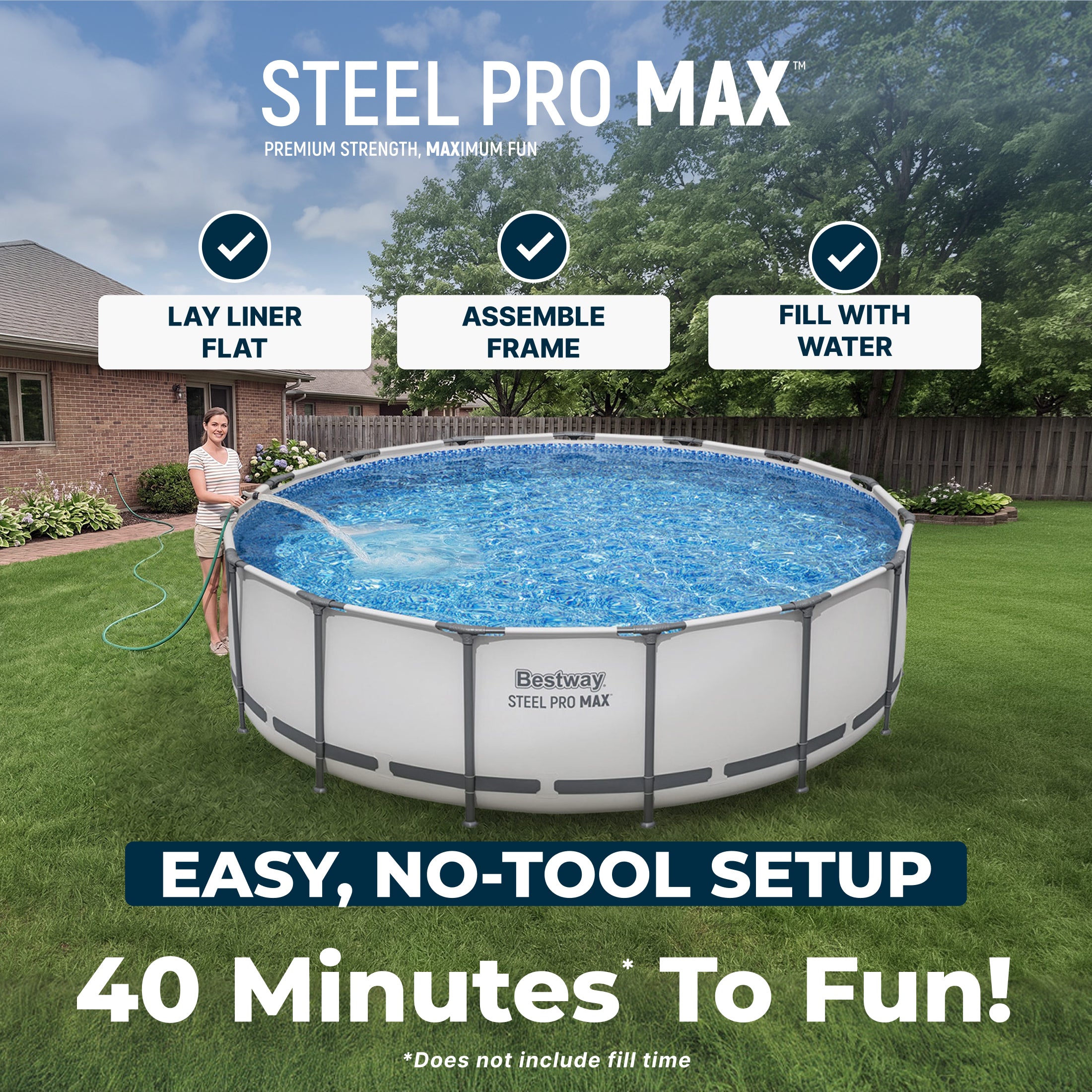 Piscina elevada redonda Bestway Steel Pro MAX de 14' x 48"