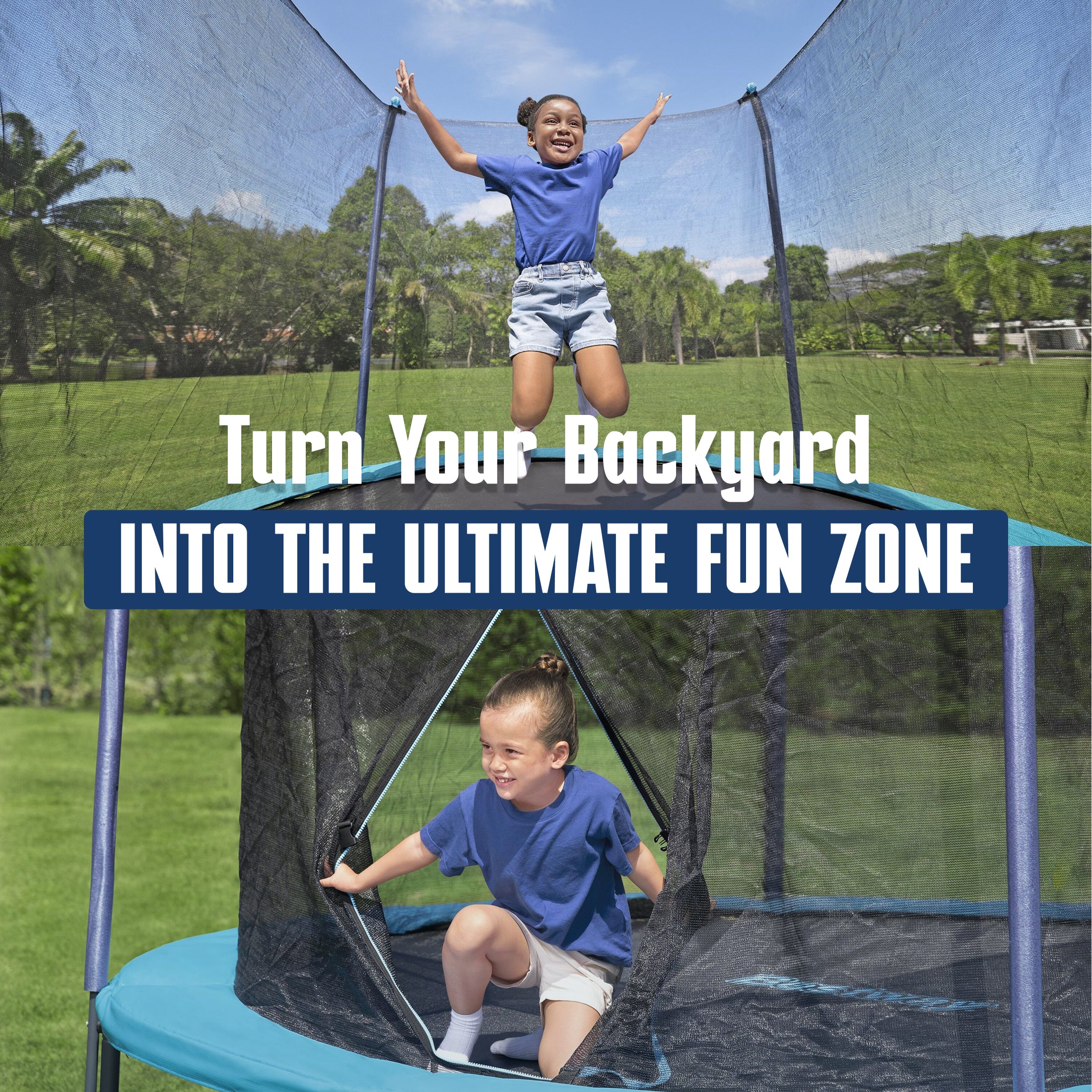 Bestway Xtreme Air 10 ft Outdoor Trampoline for Kids & Adults, No-Gap Enclosure, Foam-Padded Poles