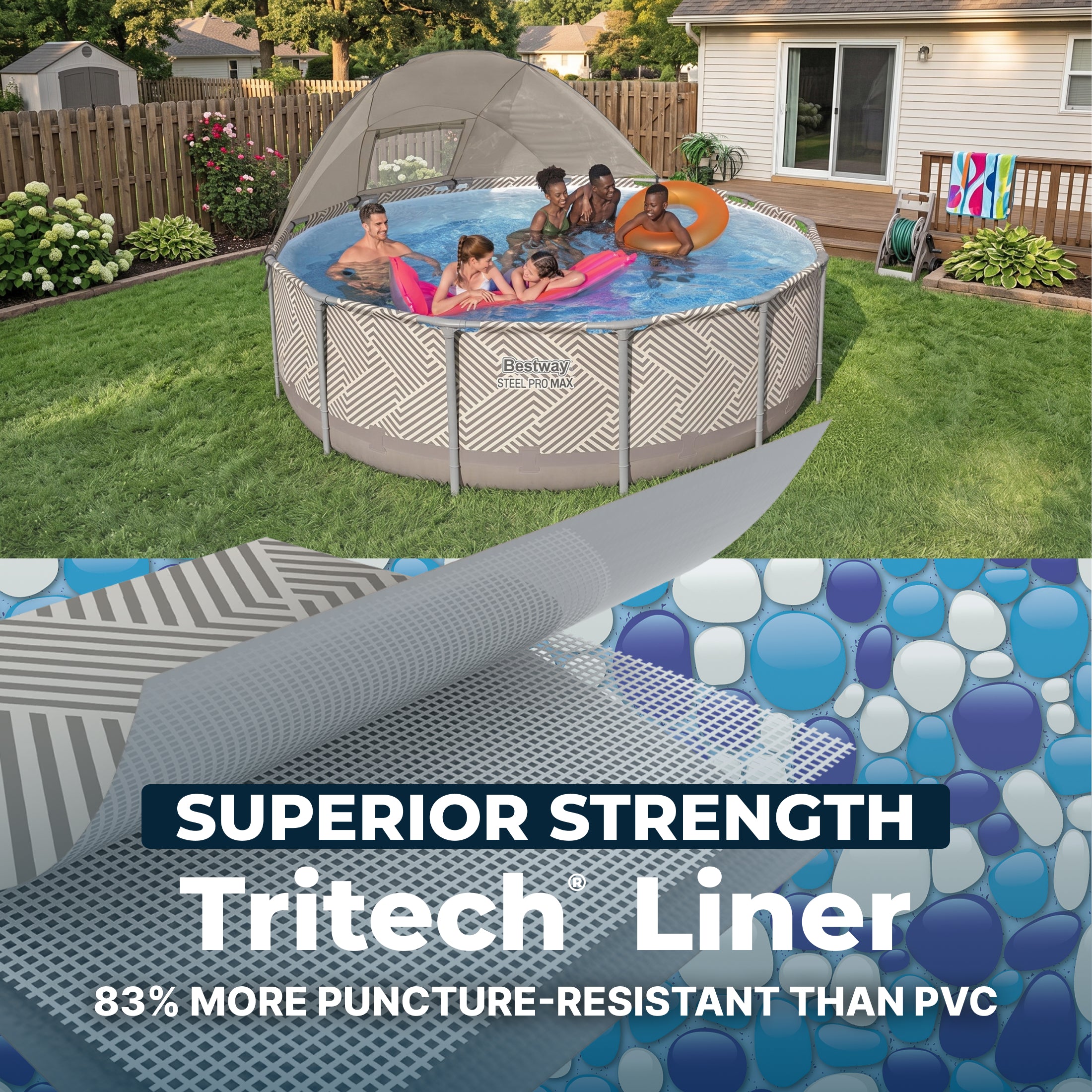 Bestway Steel Pro MAX 13' x 42" Round Above Ground Pool Set with Canopy