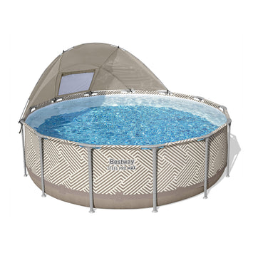 Bestway Steel Pro MAX 13' x 42" Round Above Ground Pool Set with Canopy