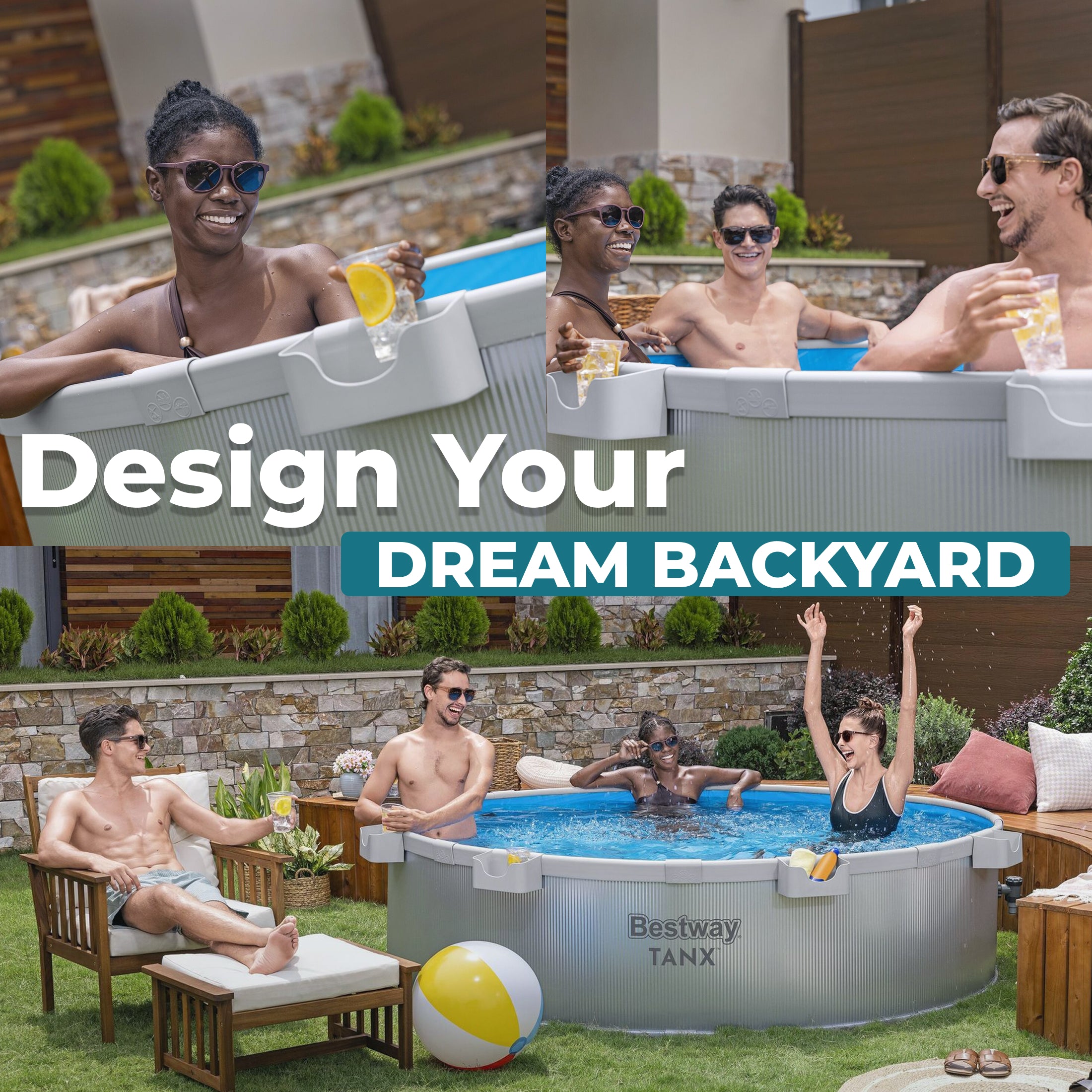 Bestway TANX 8' x 24" Round Above Ground Stock Tank Pool, All-in-One Set