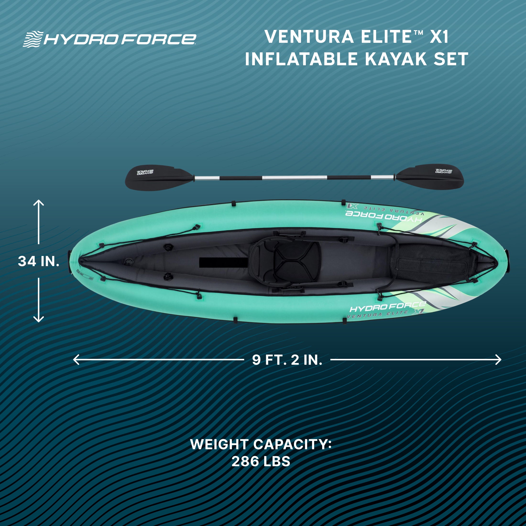 Hydro Force Ventura Elite X1 Inflatable 1-Person Kayak Set 9'2"