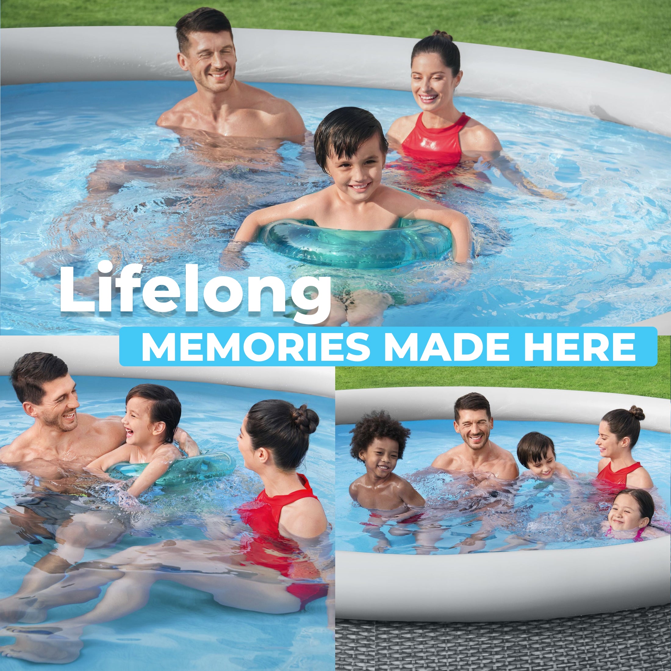 Bestway Fast Set 12’ x 30” Inflatable Round Soft Sided Above Ground Pool Set