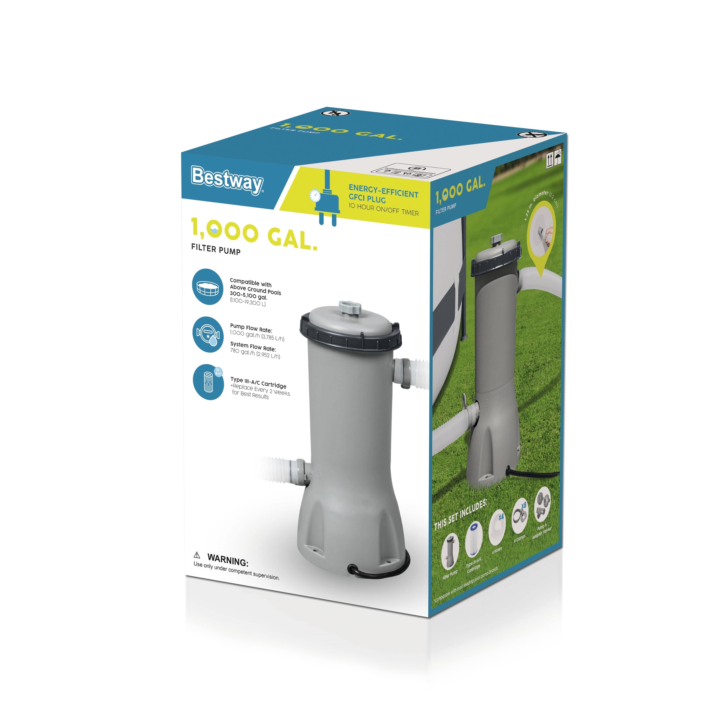 Cartouche filtrante de rechange Bestway 1 000 gal, grise.