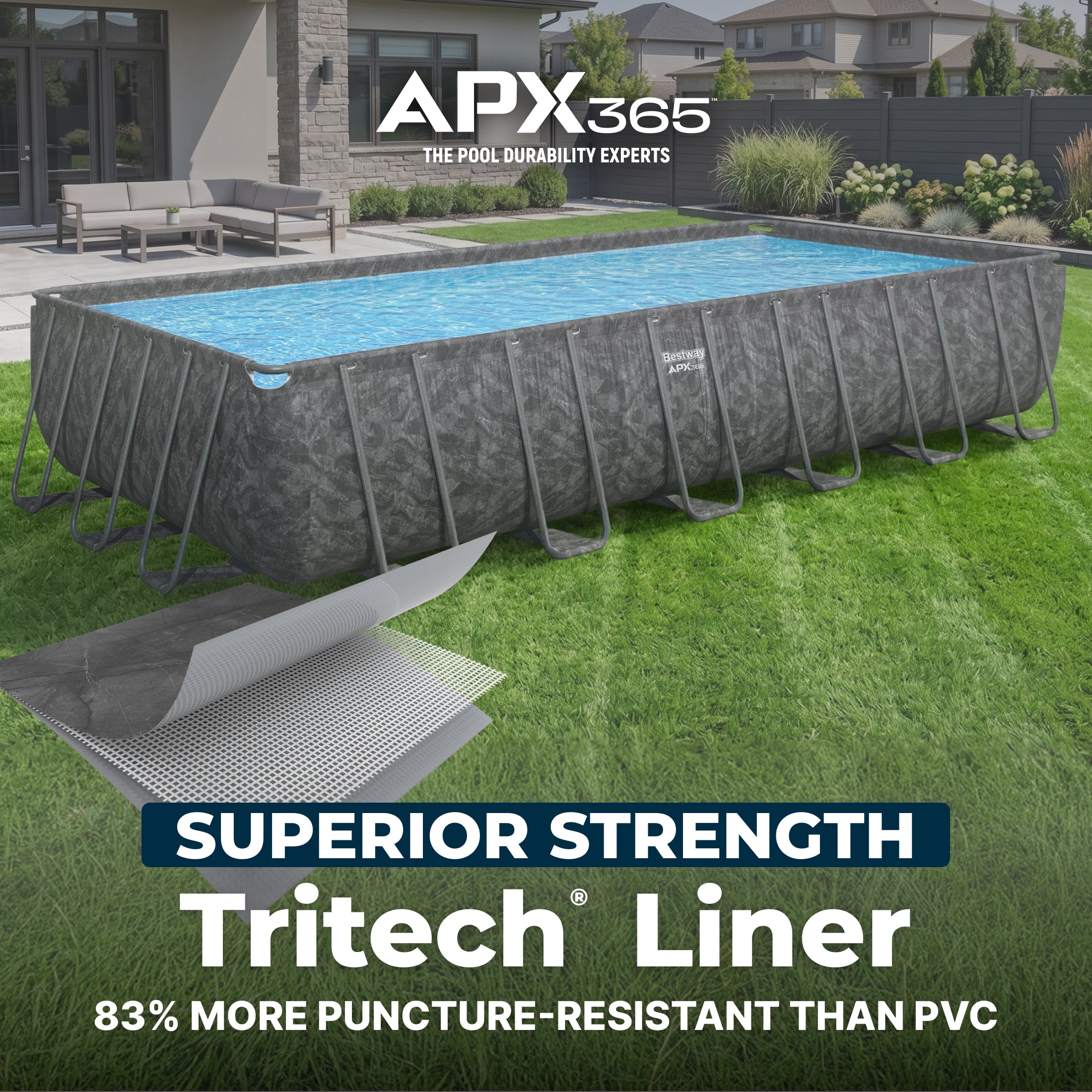 Bestway APX 365 24' x 12' x 52" Rectangle Above Ground Pool Set