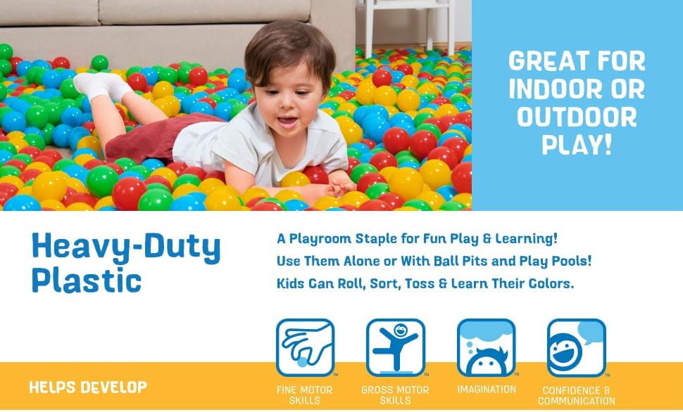 Bestway Splash & Play 100 Balles pour Piscine à Balles, Multicolores, Balles de 5,8 cm, Âge 1+ | Balles de Jeu en Plastique Ultra-Résistant, Utilisation avec ou sans Eau, Matériau Anti-Crevaison, Développement de la Motricité, Coutures Étanches