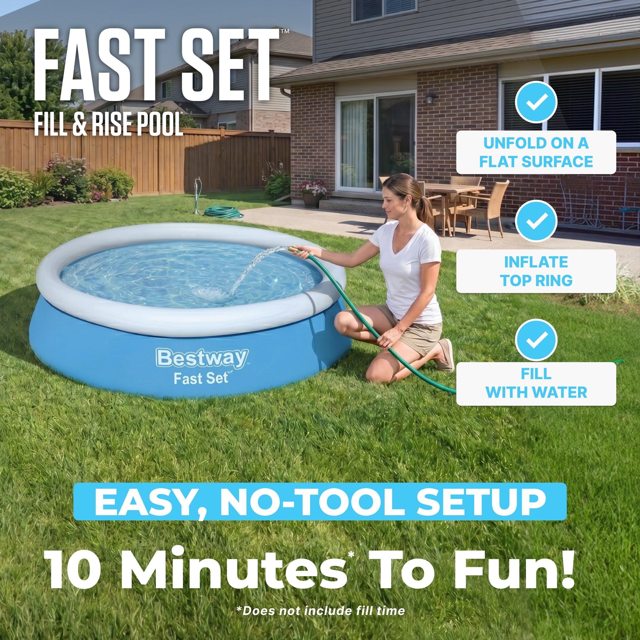 Bestway Fast Set 6’ x 20” Round Inflatable Pool