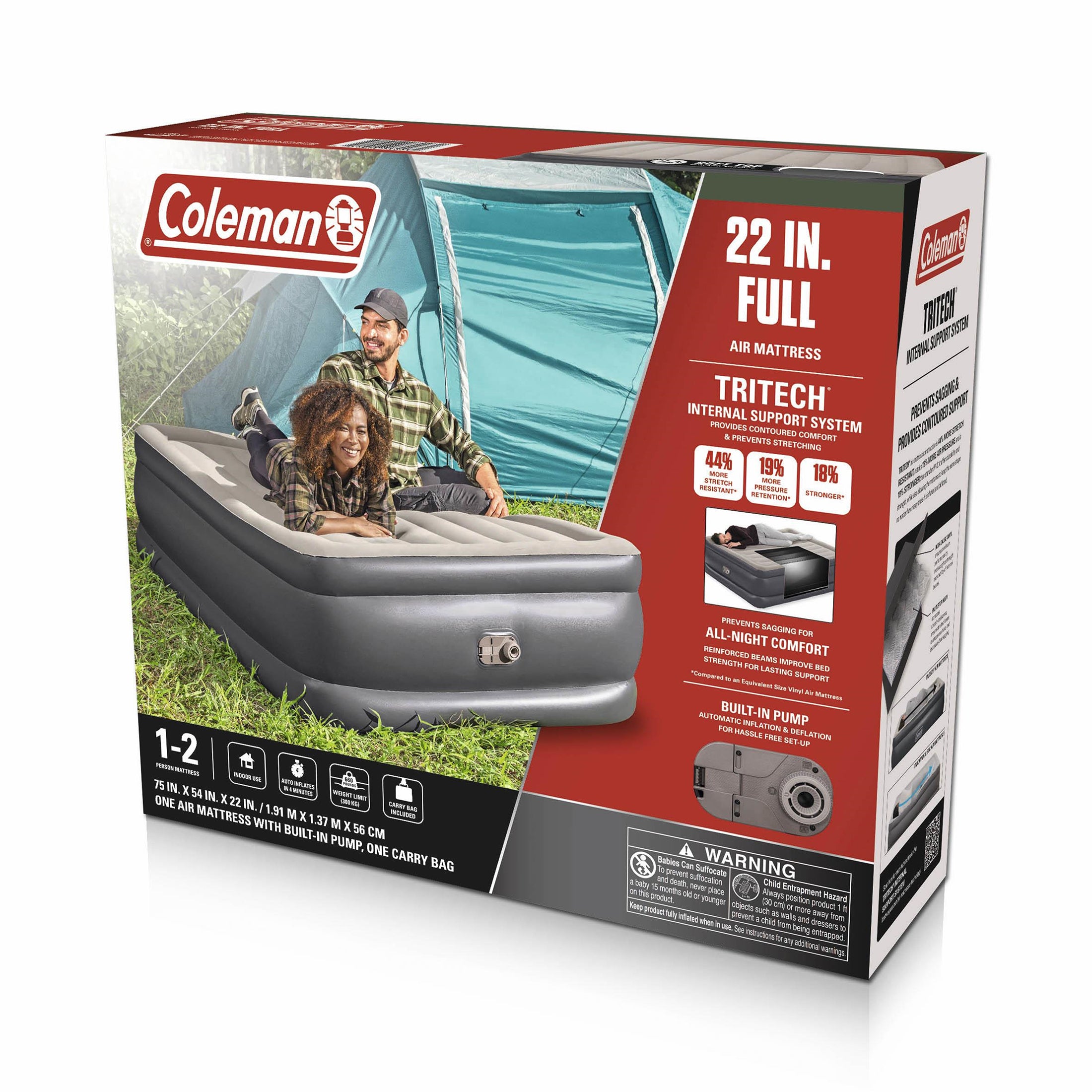 Coleman Tritech Air Mattress Full 22” with Built-in AC Pump