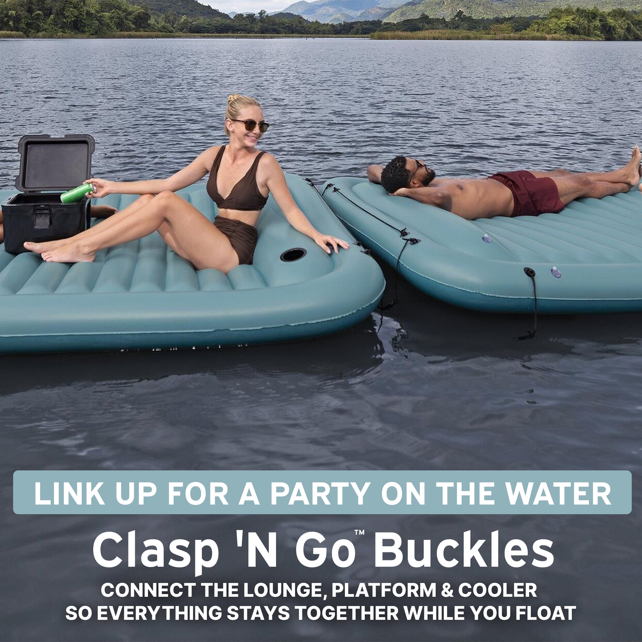 Hydro Force Bloc Party 8-Person Modular Inflatable Party Island and Floating Cooler