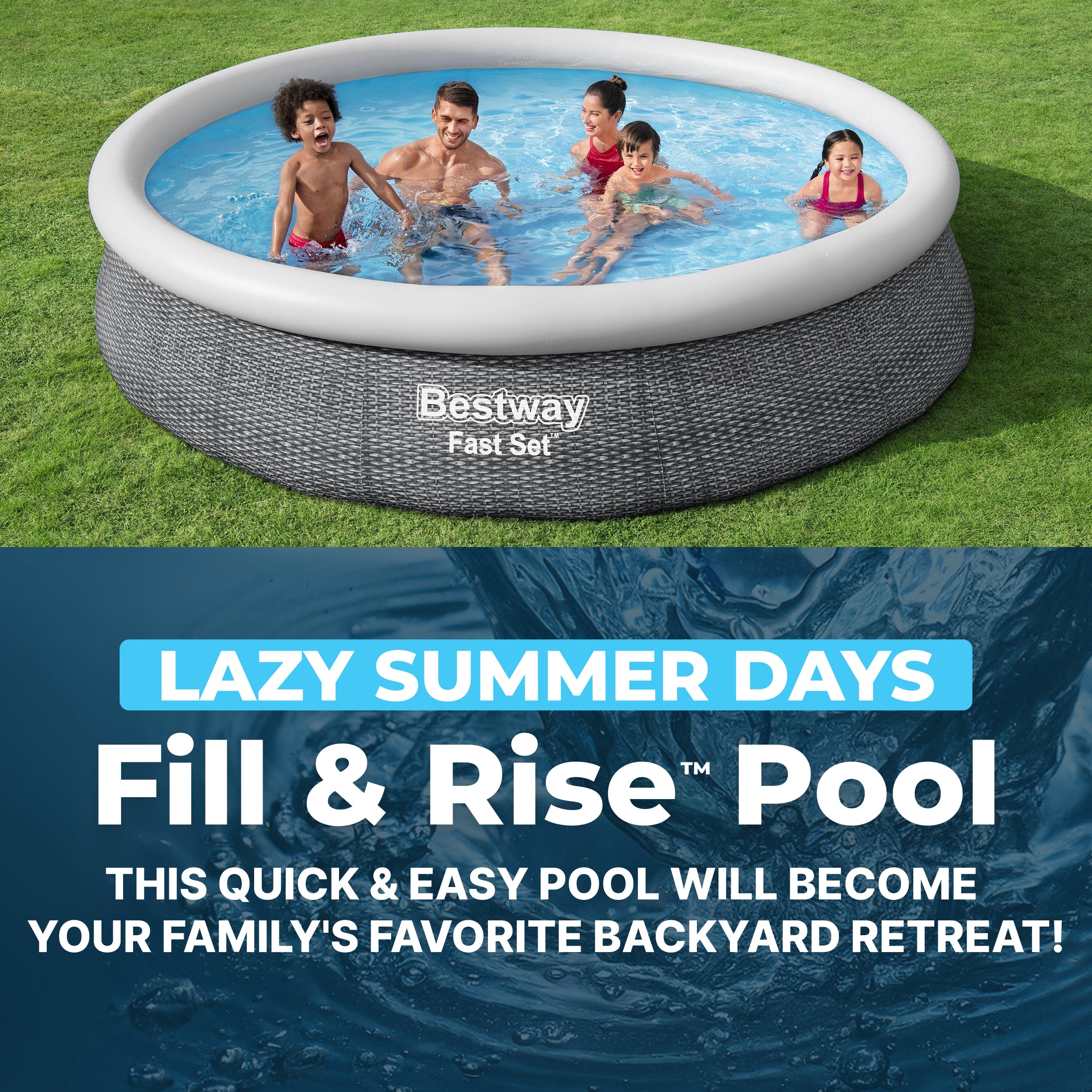 Bestway Fast Set 12’ x 30” Inflatable Round Soft Sided Above Ground Pool Set