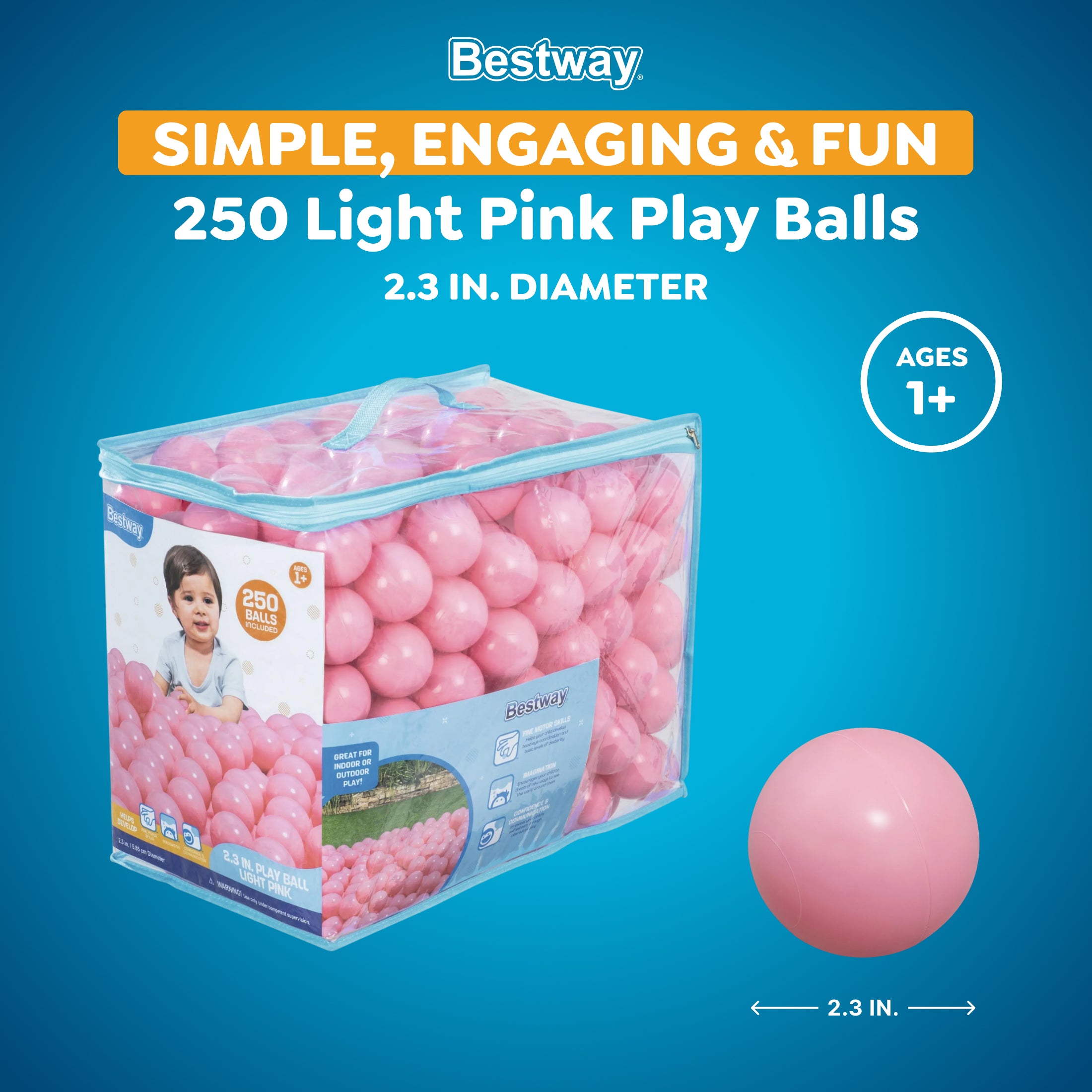 Bestway 250 Play Balls, Light Pink