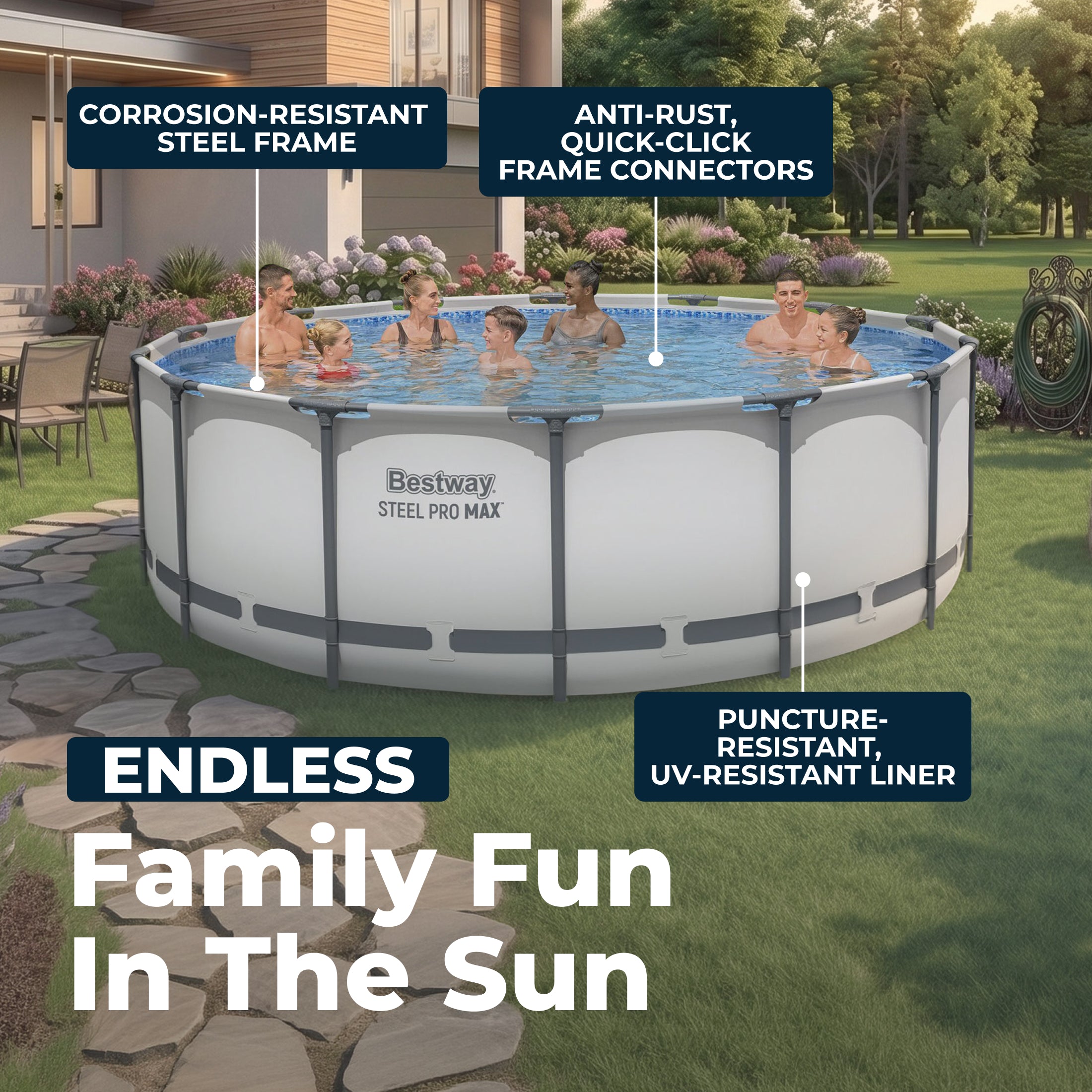 Piscina elevada redonda Bestway Steel Pro MAX de 14' x 48"