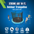 Bestway Xtreme Air 10 ft Outdoor Trampoline for Kids & Adults, No-Gap Enclosure, Foam-Padded Poles