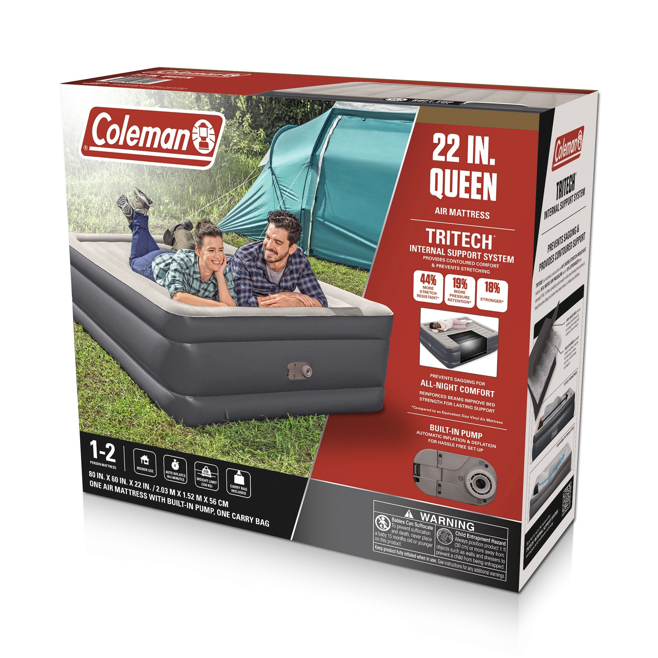 Coleman Tritech Air Mattress Queen 22” with Built-in AC Pump