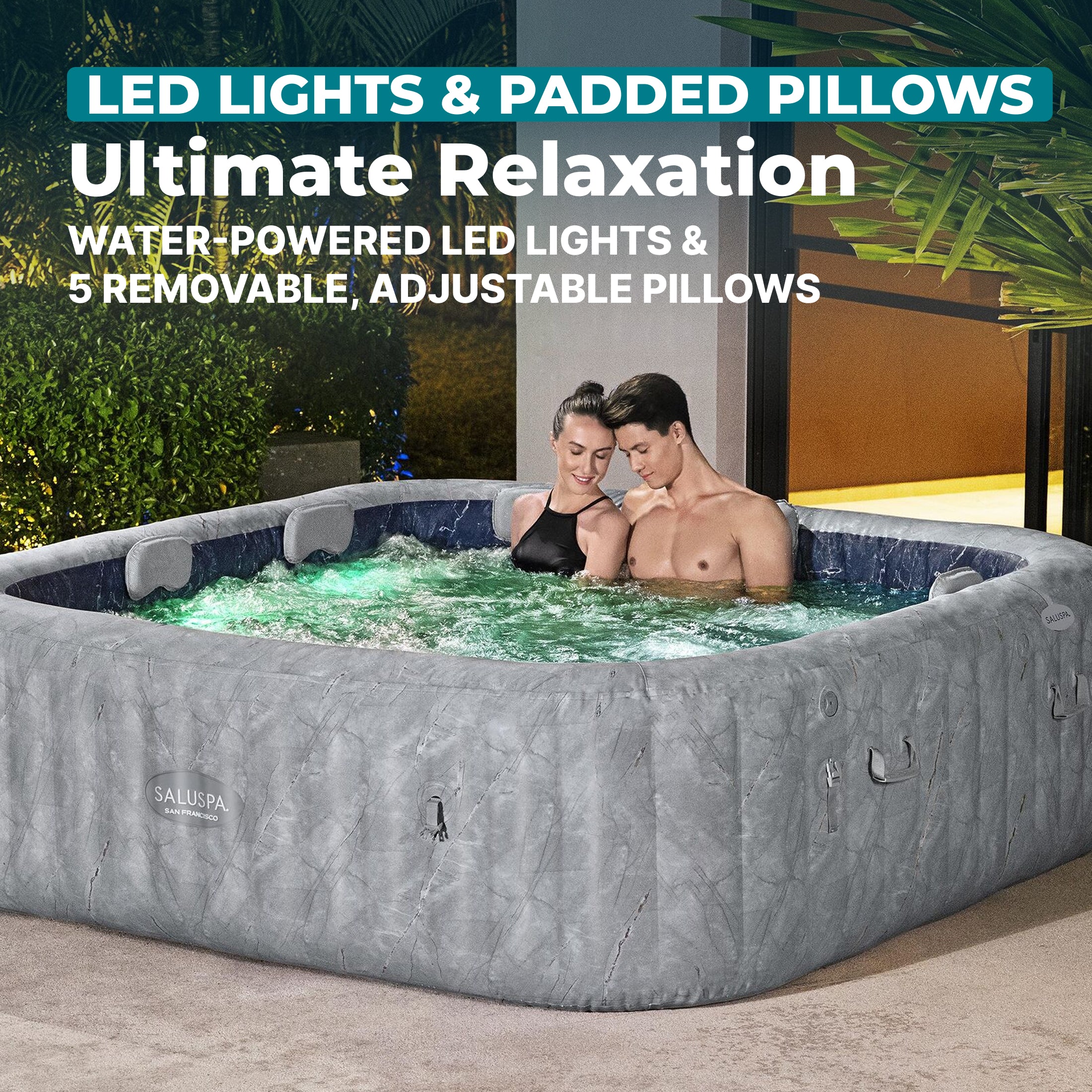 SaluSpa San Francisco Energy-Efficient Smart HydroJet Pro Inflatable Hot Tub with App Control 5-7 person