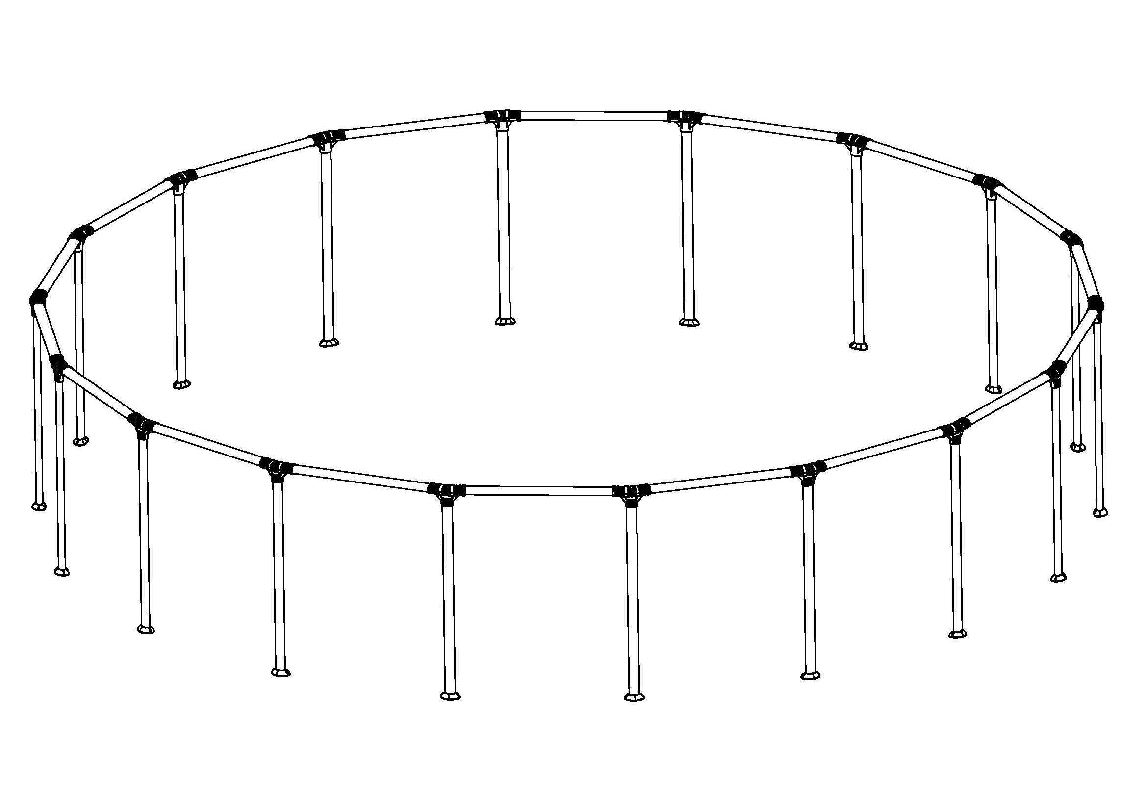 18' x 48" Above Ground Round Pool Frame Set Replacement, Charcoal Gray (Top Rails and Vertical Legs)